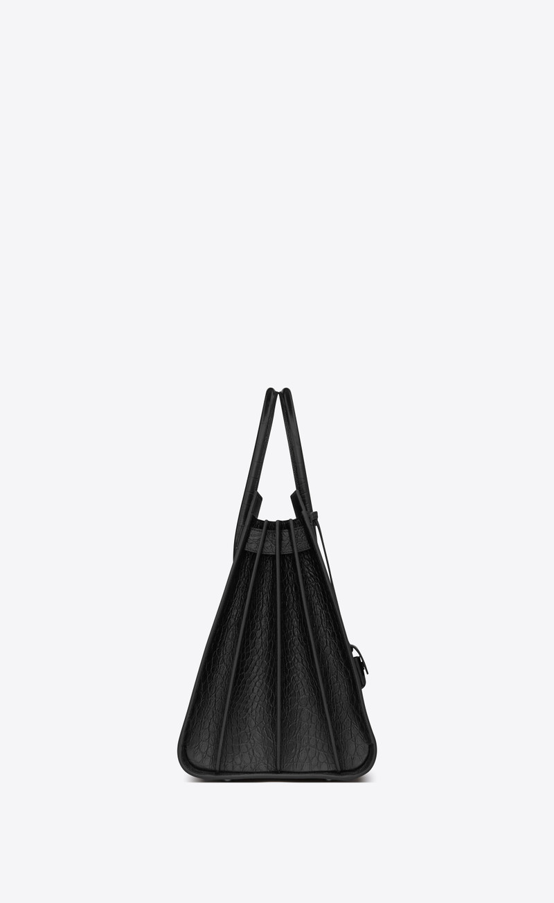 large sac de jour carry all bag in black crocodile embossed leather 3