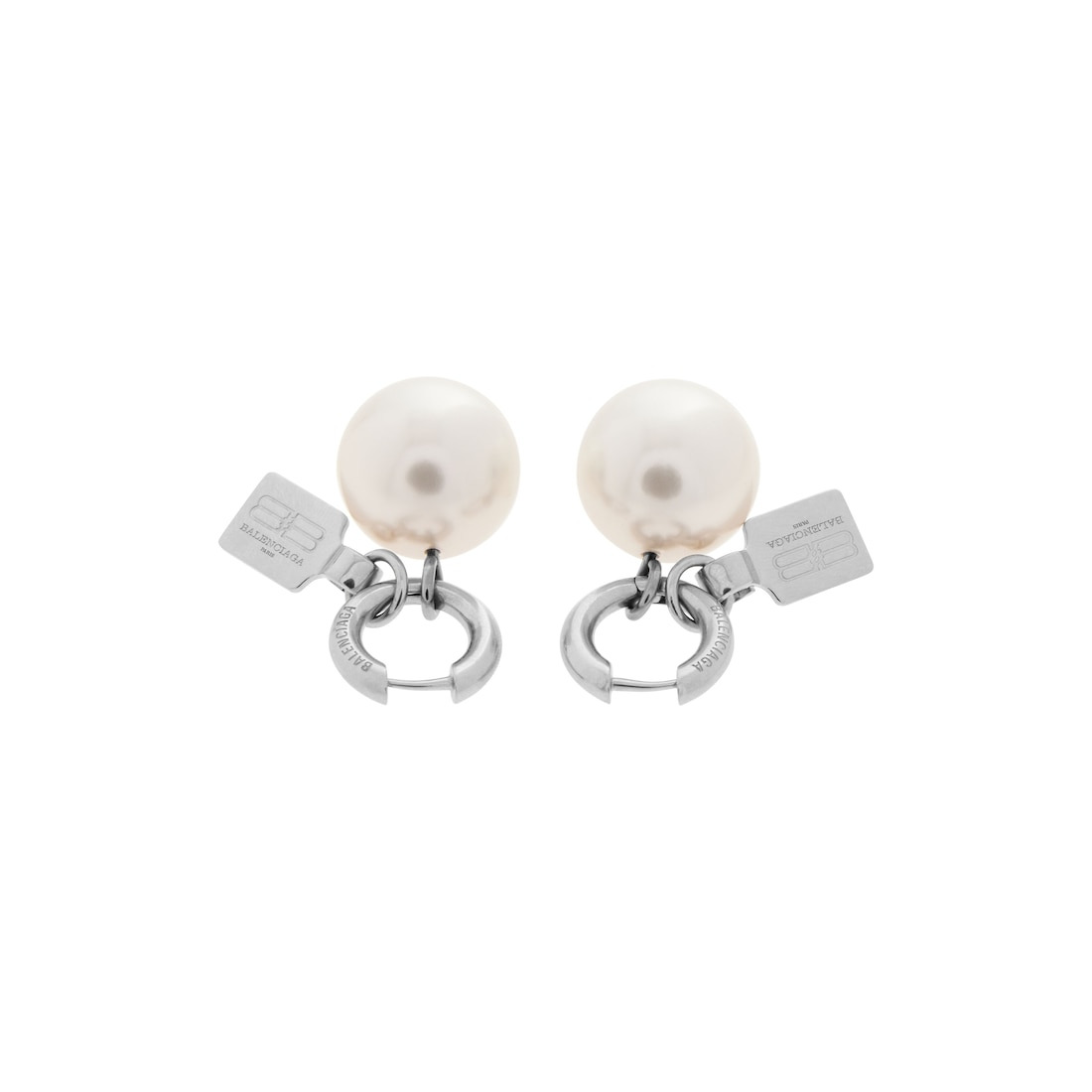 Women's Pearl Earrings in Shiny Silver/white - 2