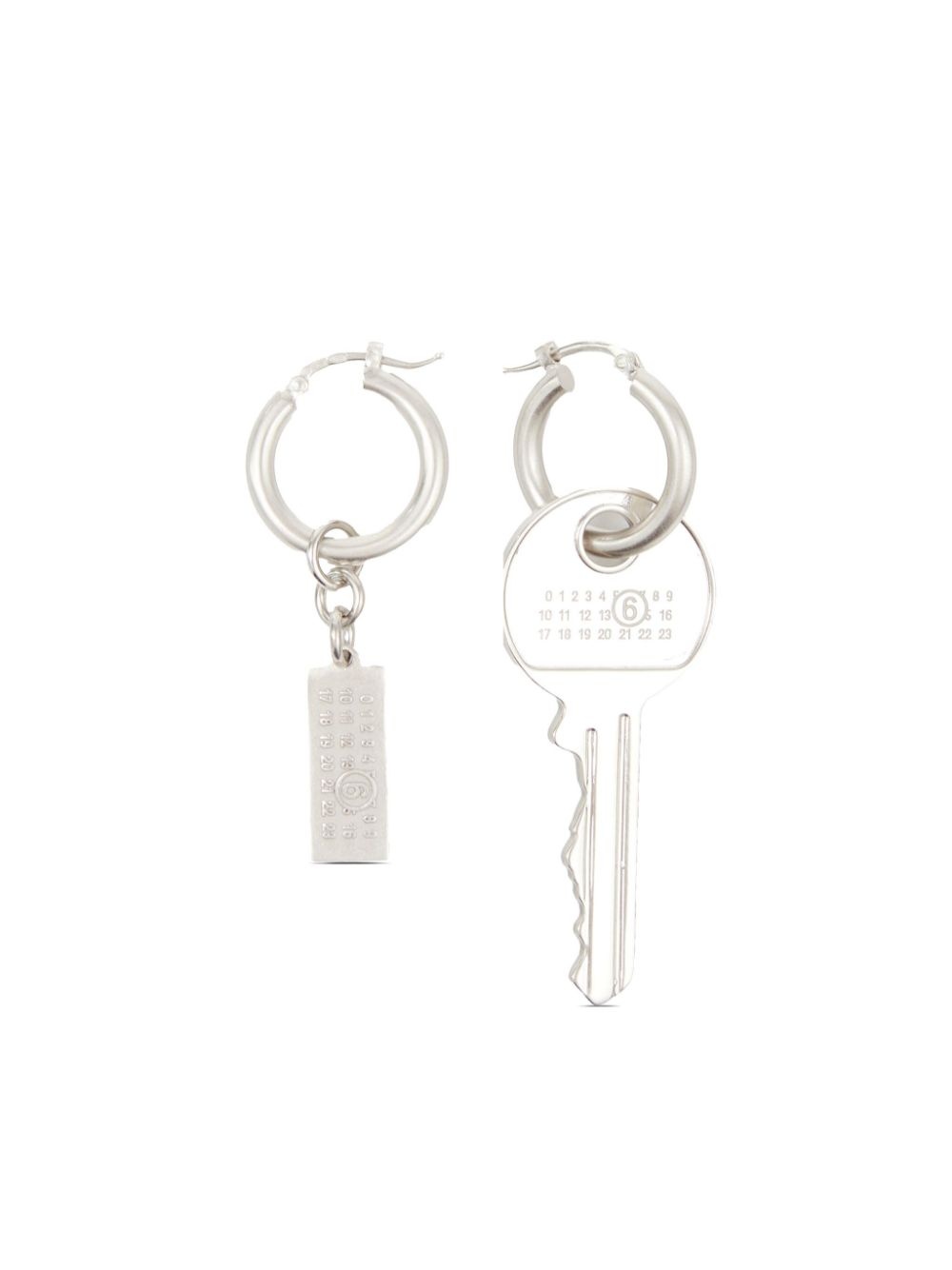 TAG AND KEY PENDANT HOOP DROP EARRINGS - 1