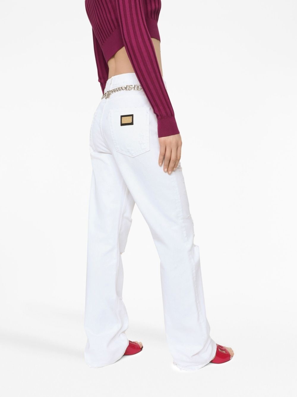 distressed straight-leg jeans - 5