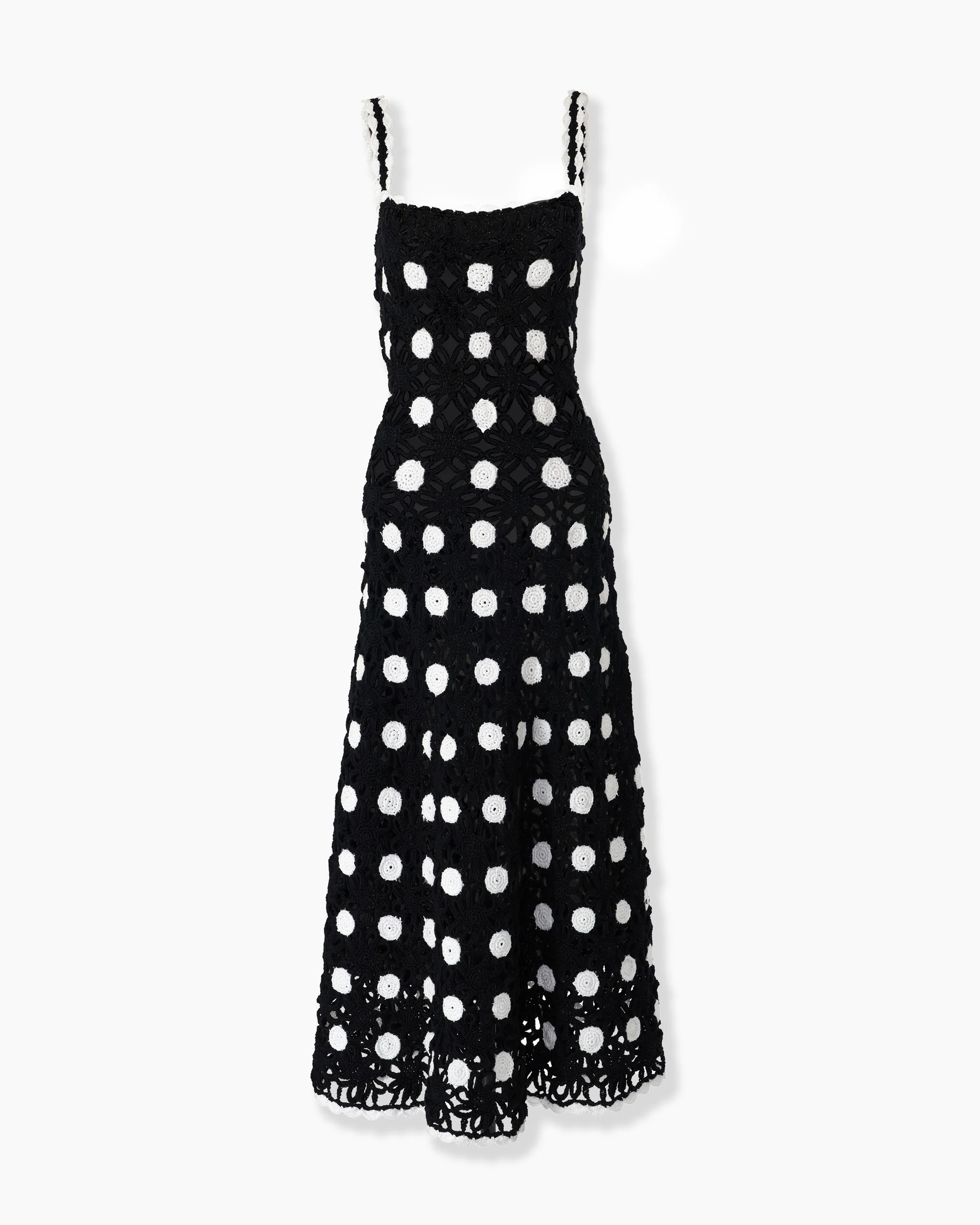 Crocheted Polka Dot Midi Dress - 1