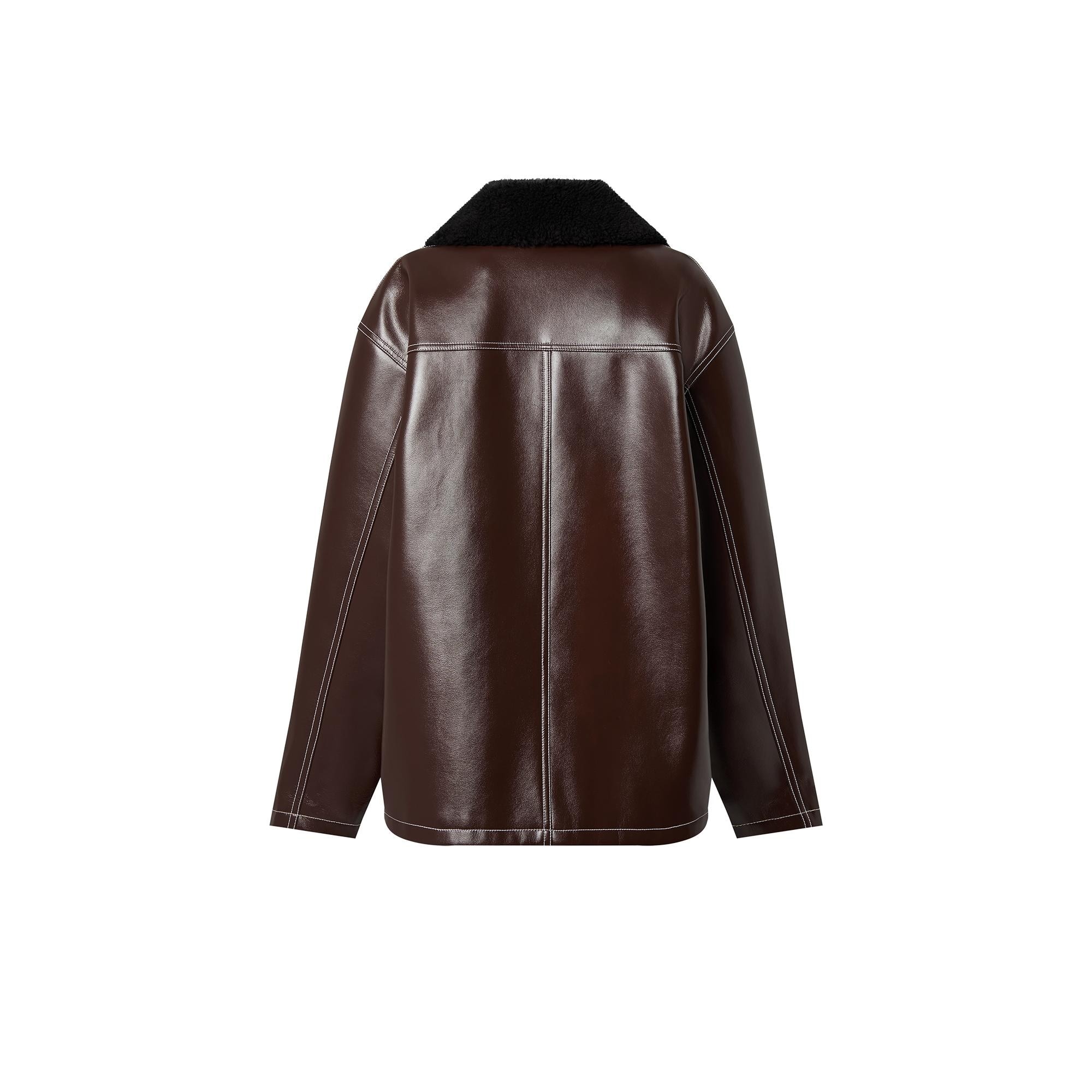 Fuzzy Collar Faux Fur Coat - 3