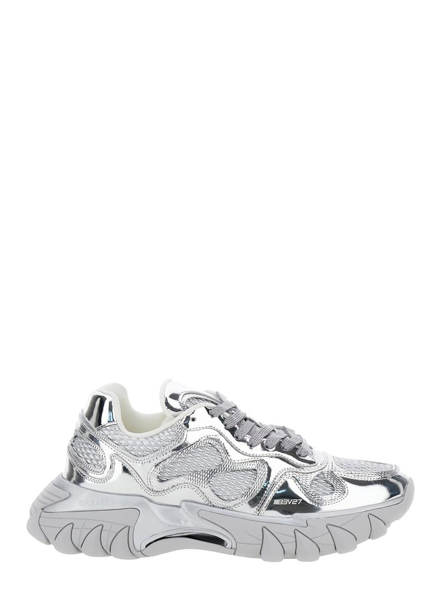 Balmain 'B-East Mirror' Metallic Low Top Sneakers With Logo Detail In Leather And Tech Fabric Man - 1