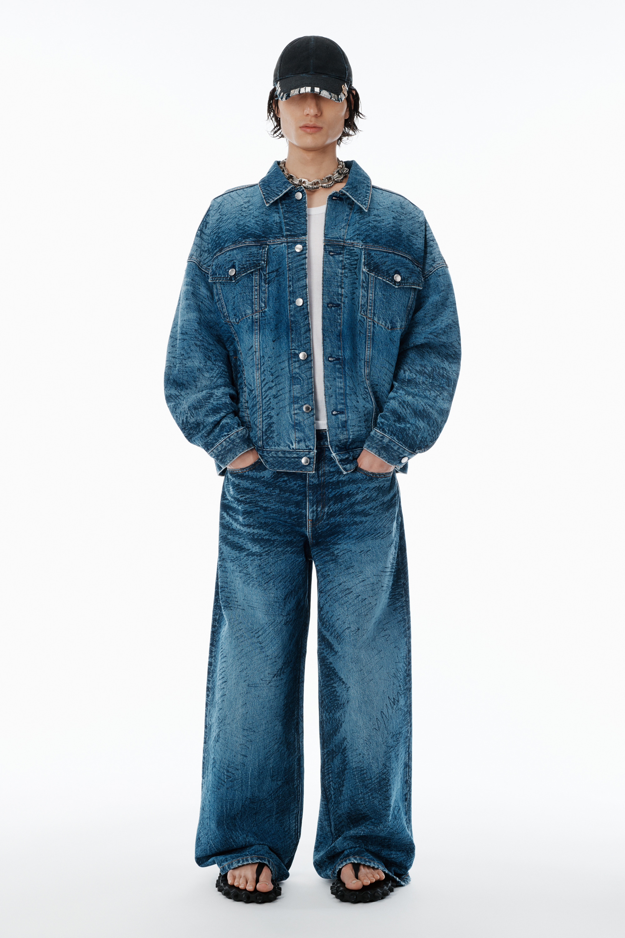 indigo marker-print jeans - 5