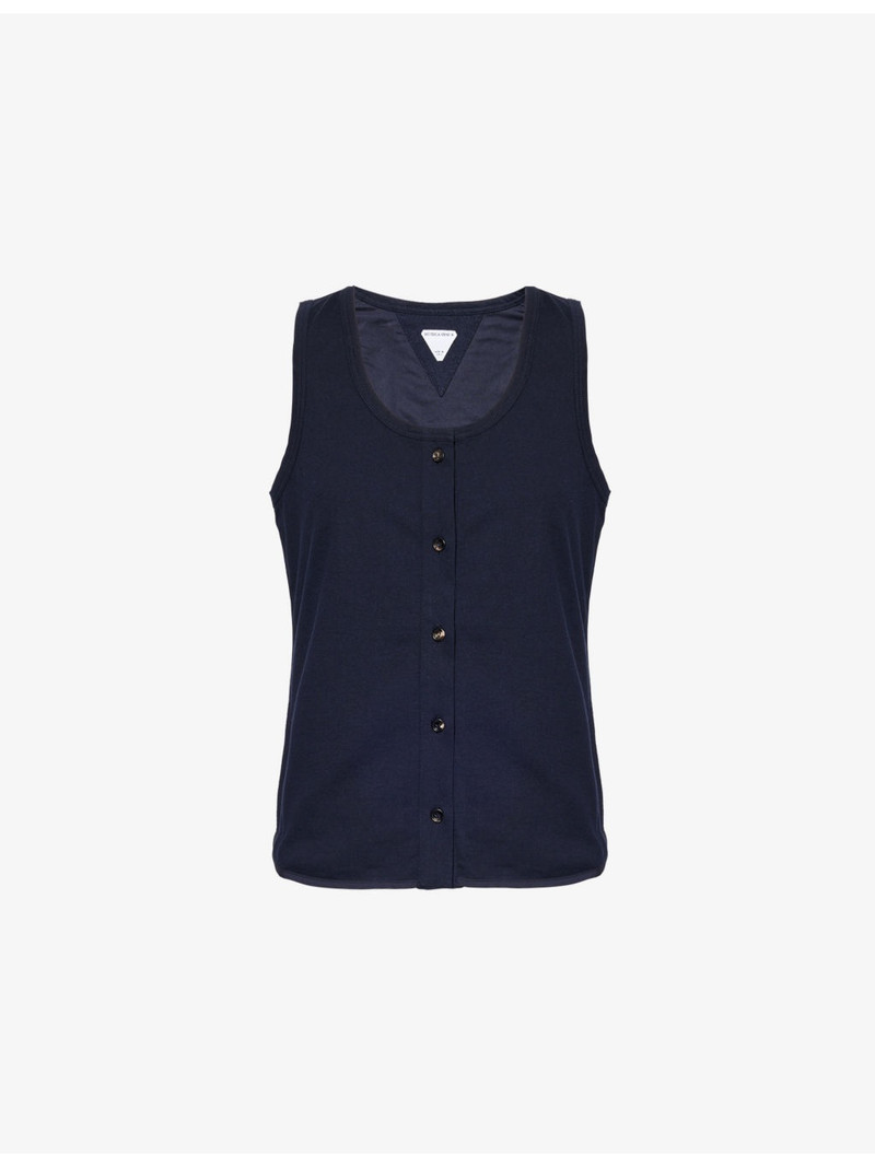 Scoop-neck sleeveless cotton-jersey top - 1