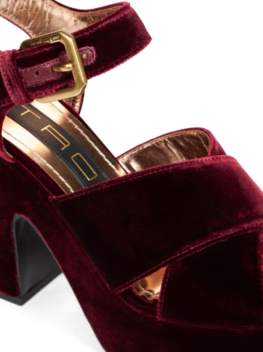 100mm velvet platform sandals - 3