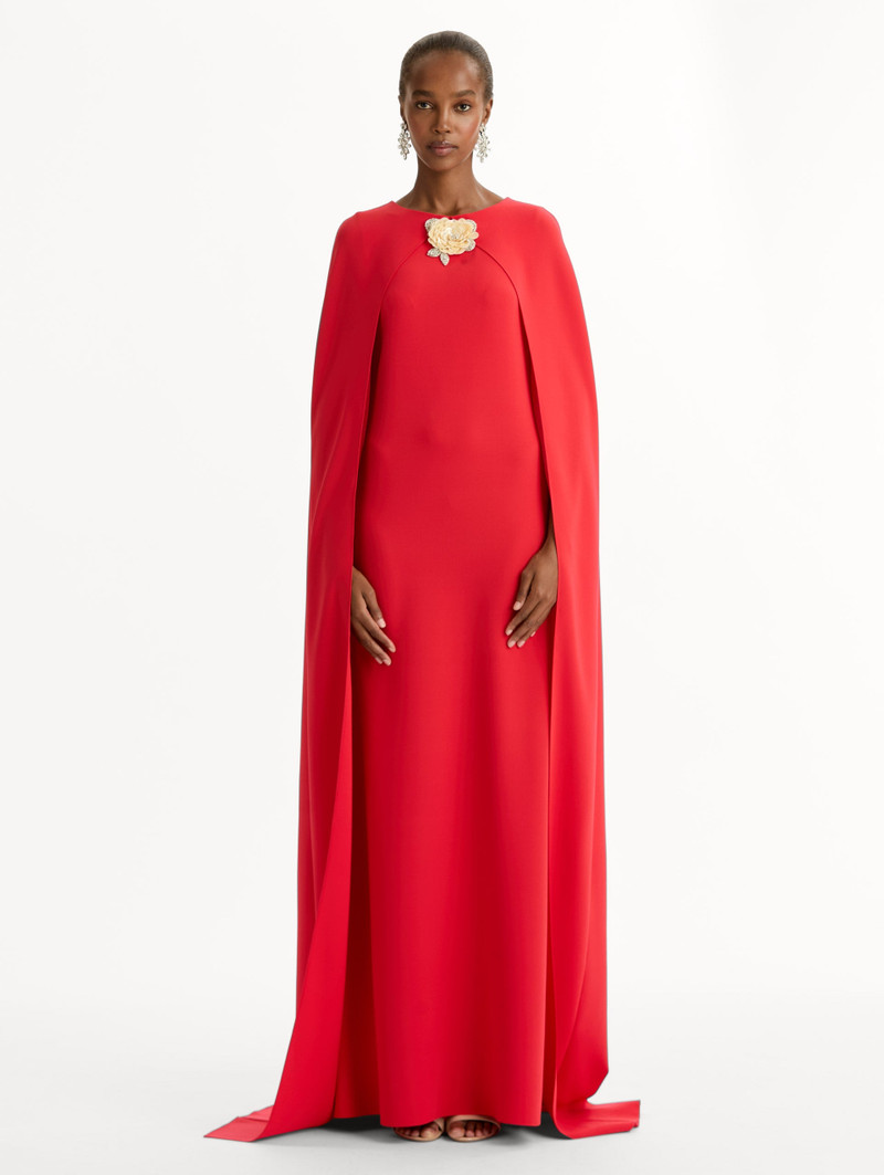 Oscar de la Renta BROOCH EMBROIDERED CAPE-BACK CAFTAN outlook