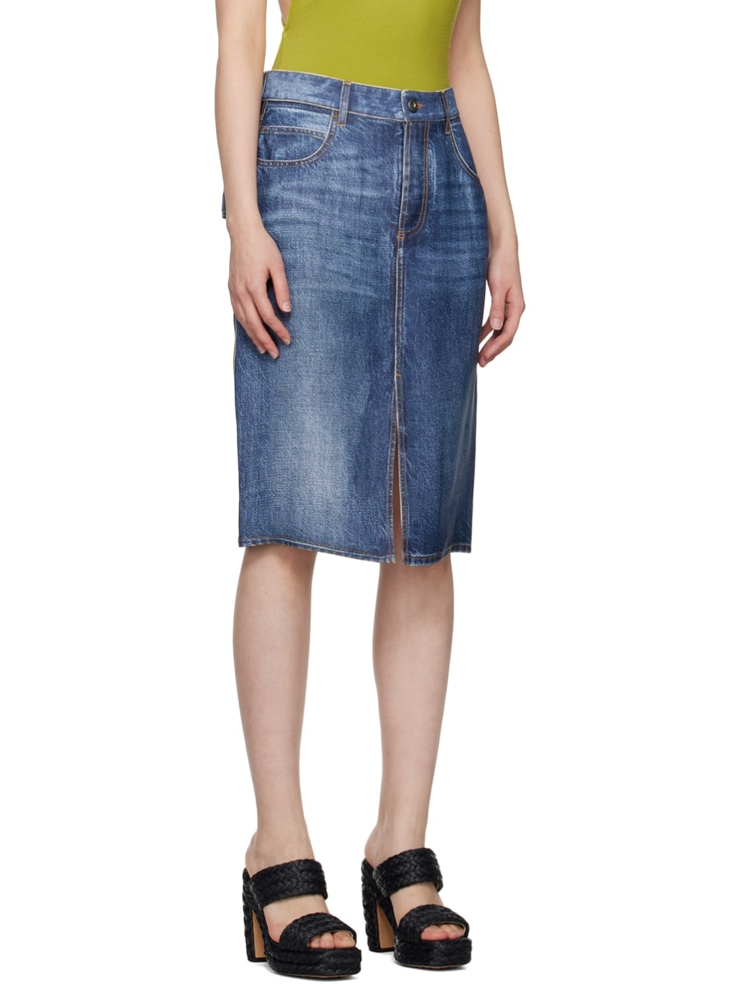 Blue Printed Midi Skirt - 2