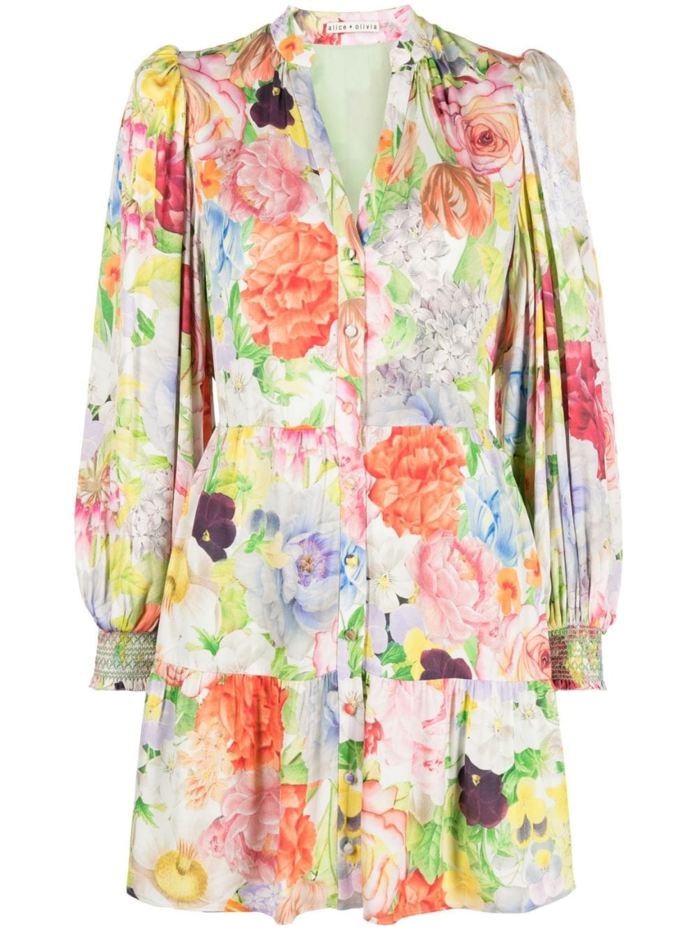 floral-print shirt dress - 1