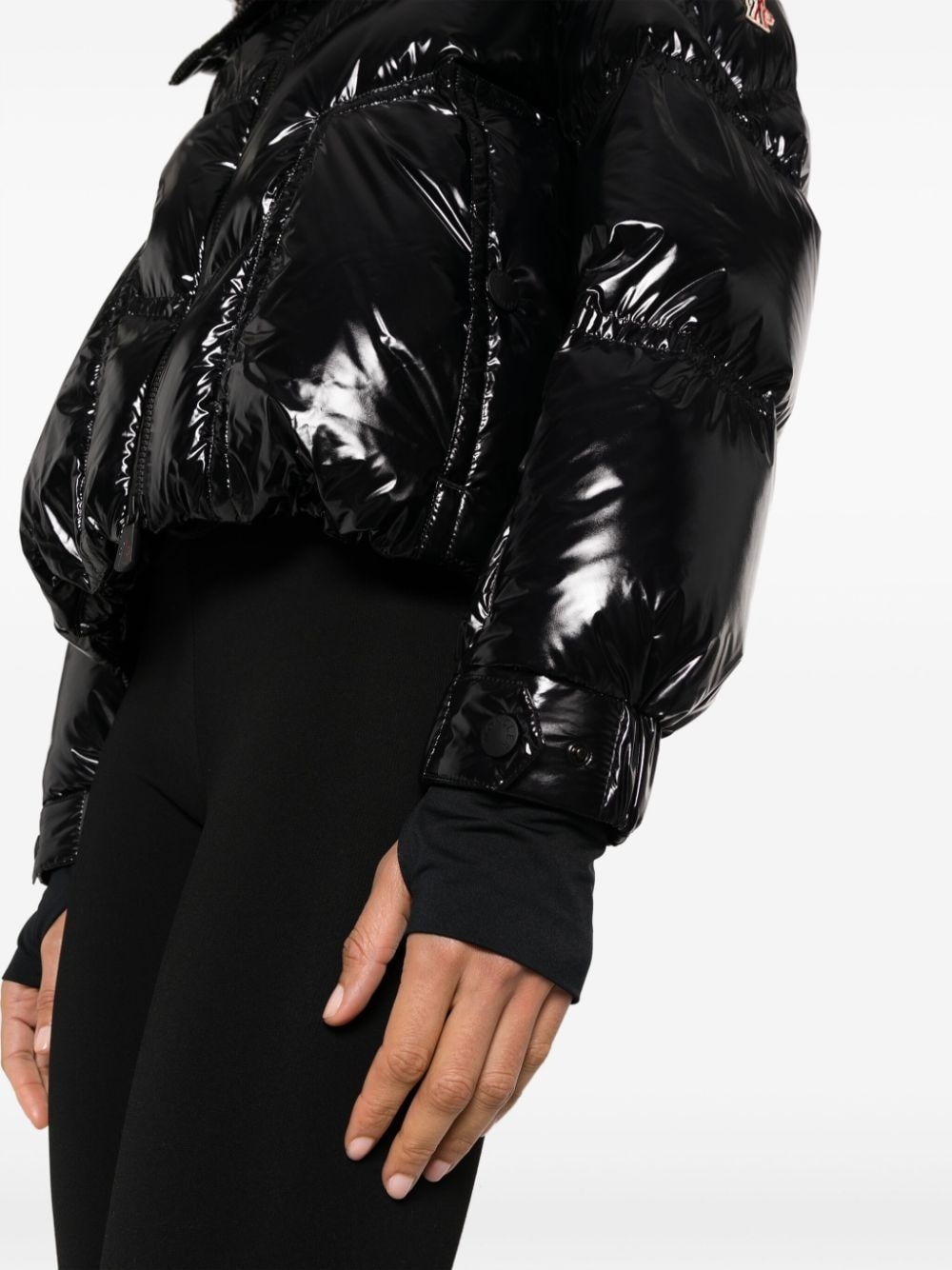 logo-patch quilted puffer jacket - 5