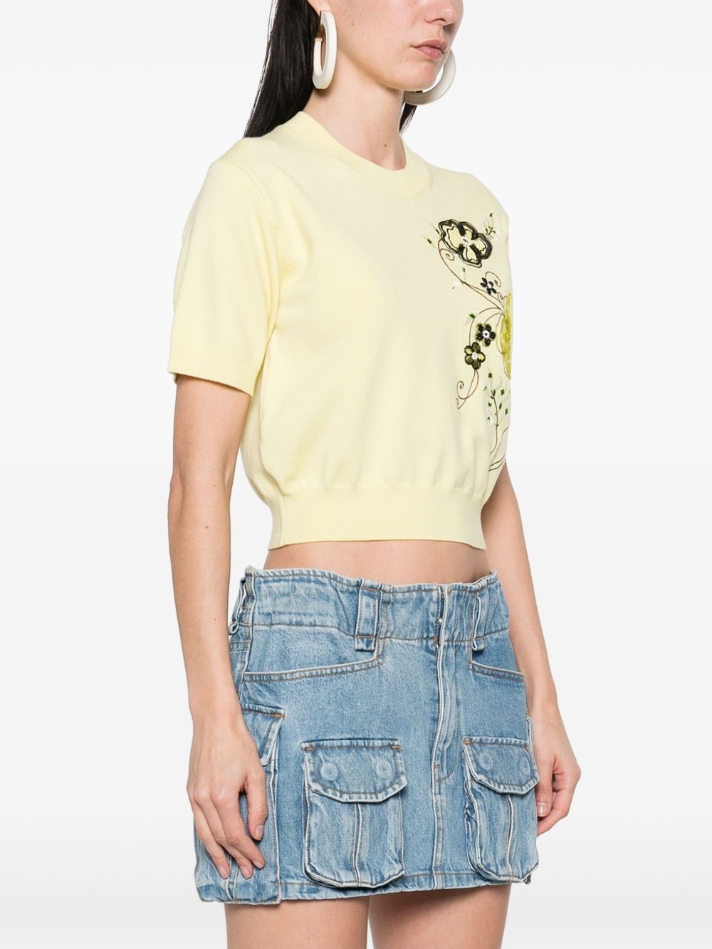 Peonies Embellished T-shirt - 3