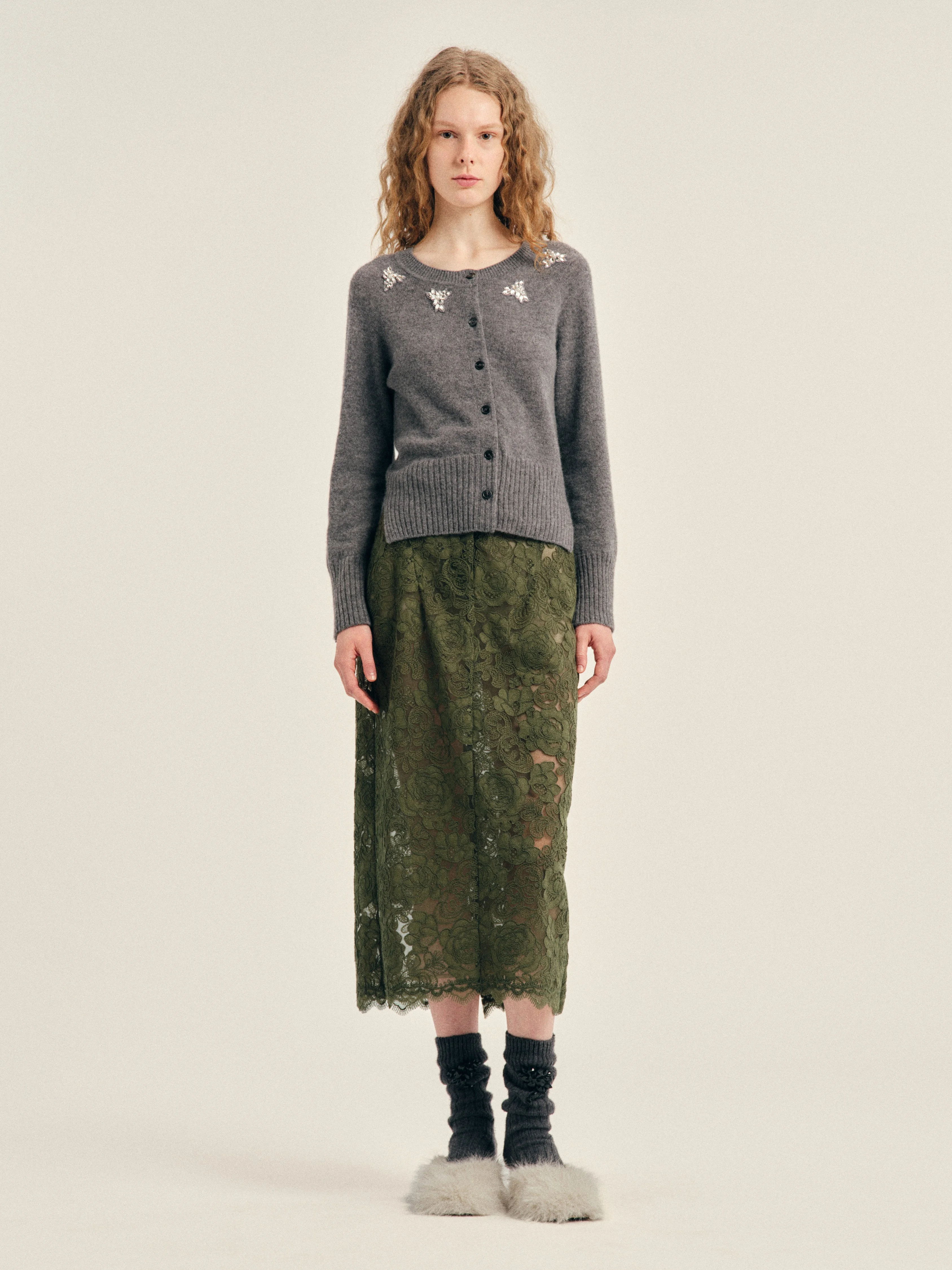 Peeling Waist Column Skirt - 1