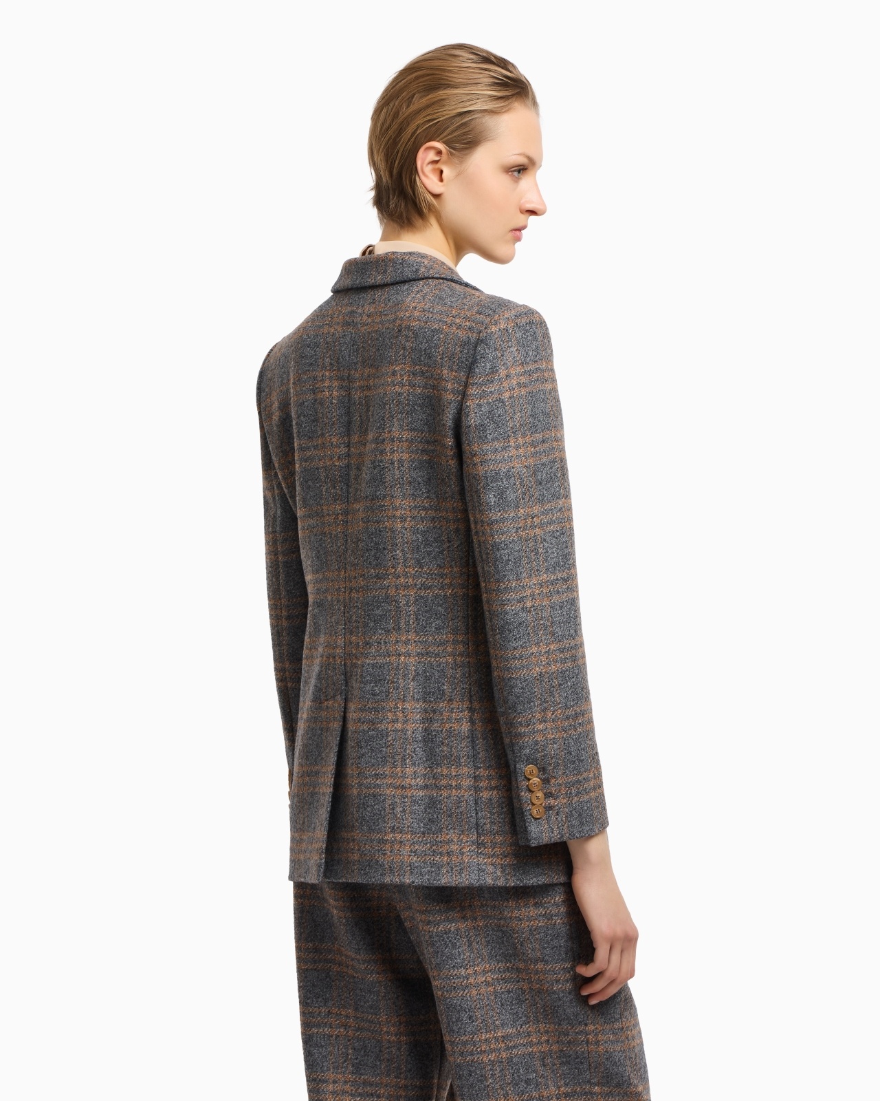 ICON VIRGIN-WOOL BLEND SINGLE-BREASTED BLAZER WITH CHECK MOTIF - 3