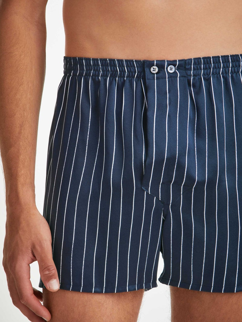Men's Classic Fit Boxers Brindisi 102 Silk Satin Navy 5