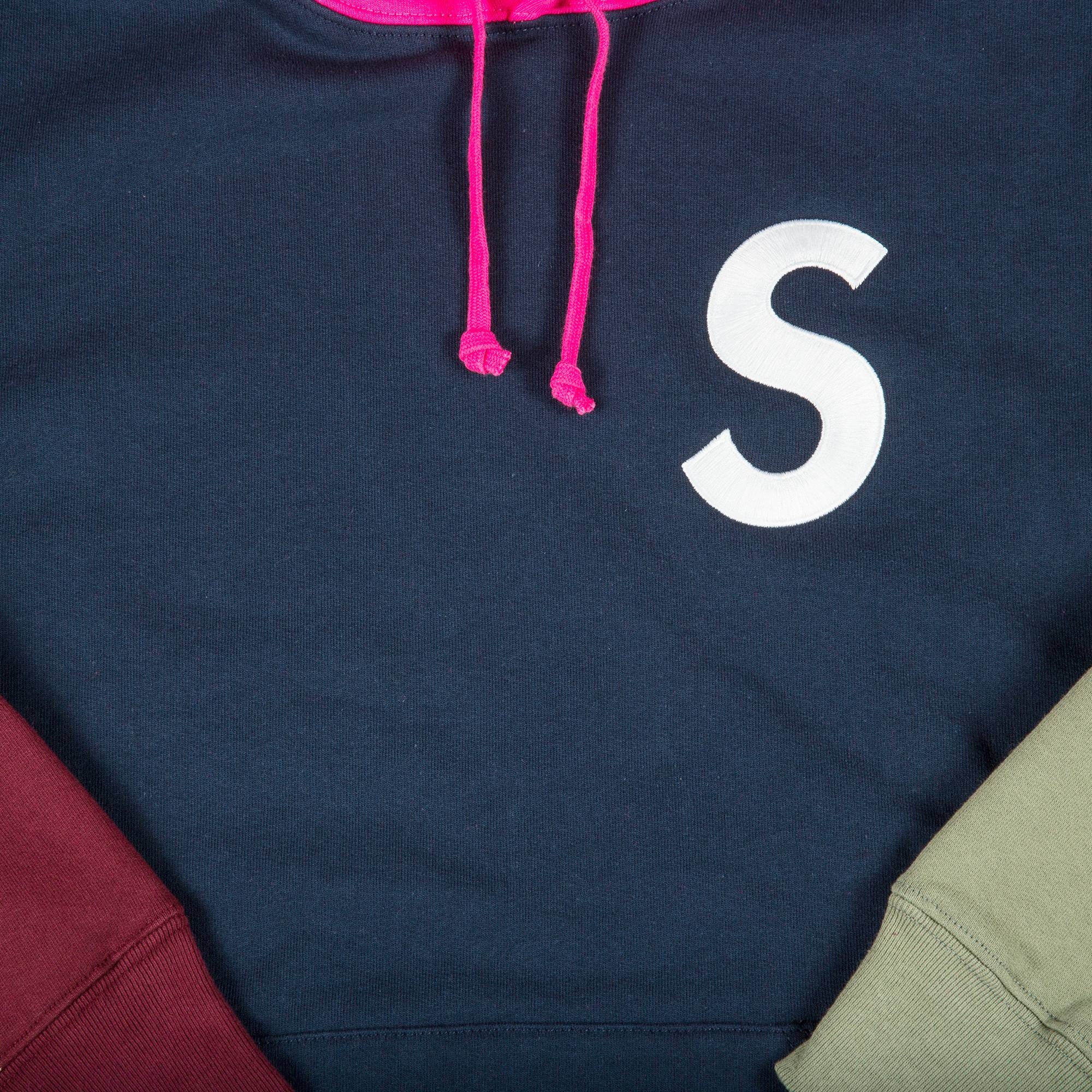 Supreme Supreme S Logo Colorblocked Hooded Sweatshirt 'Navy