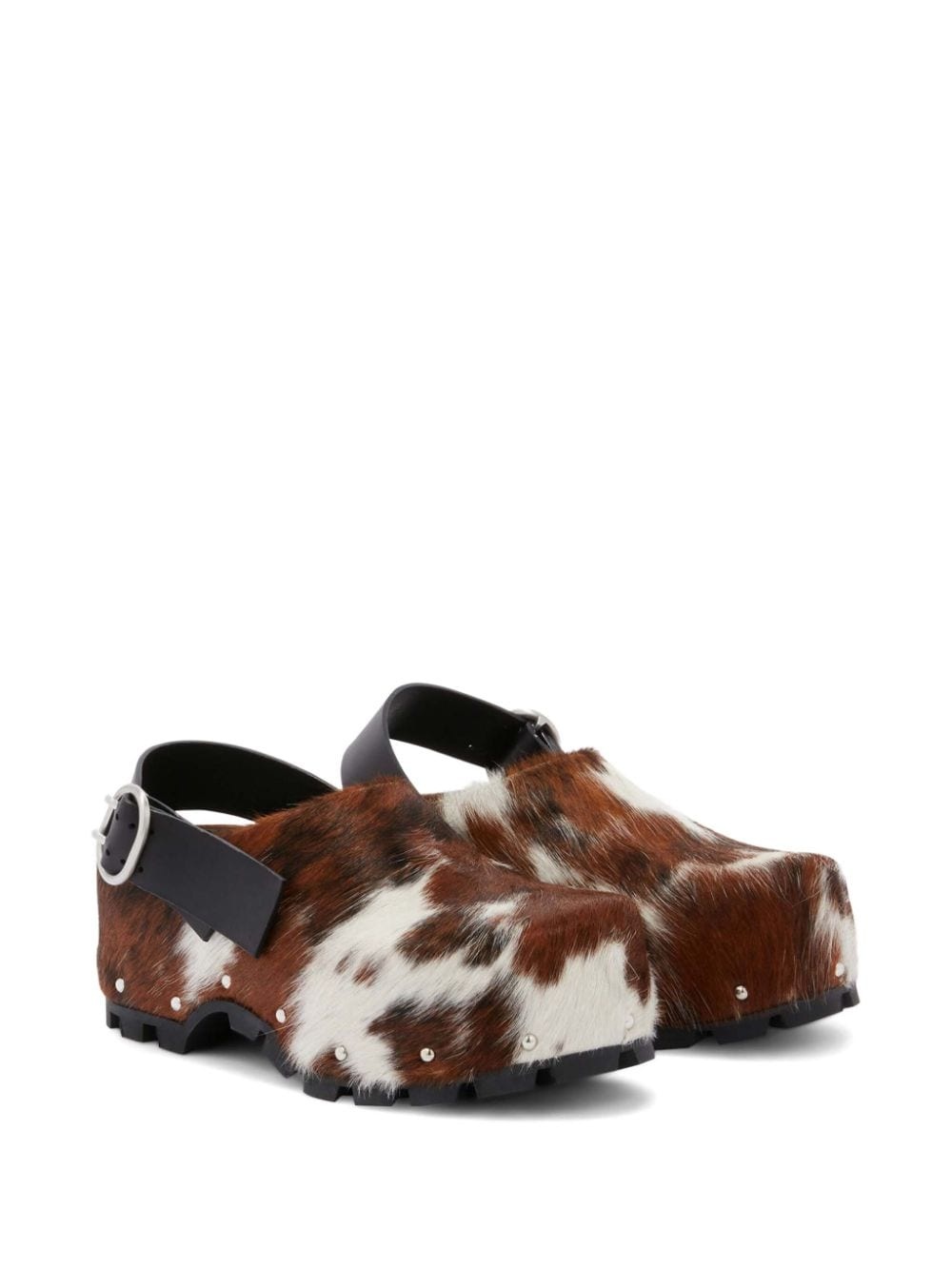 cow-print calf-hair clogs - 2