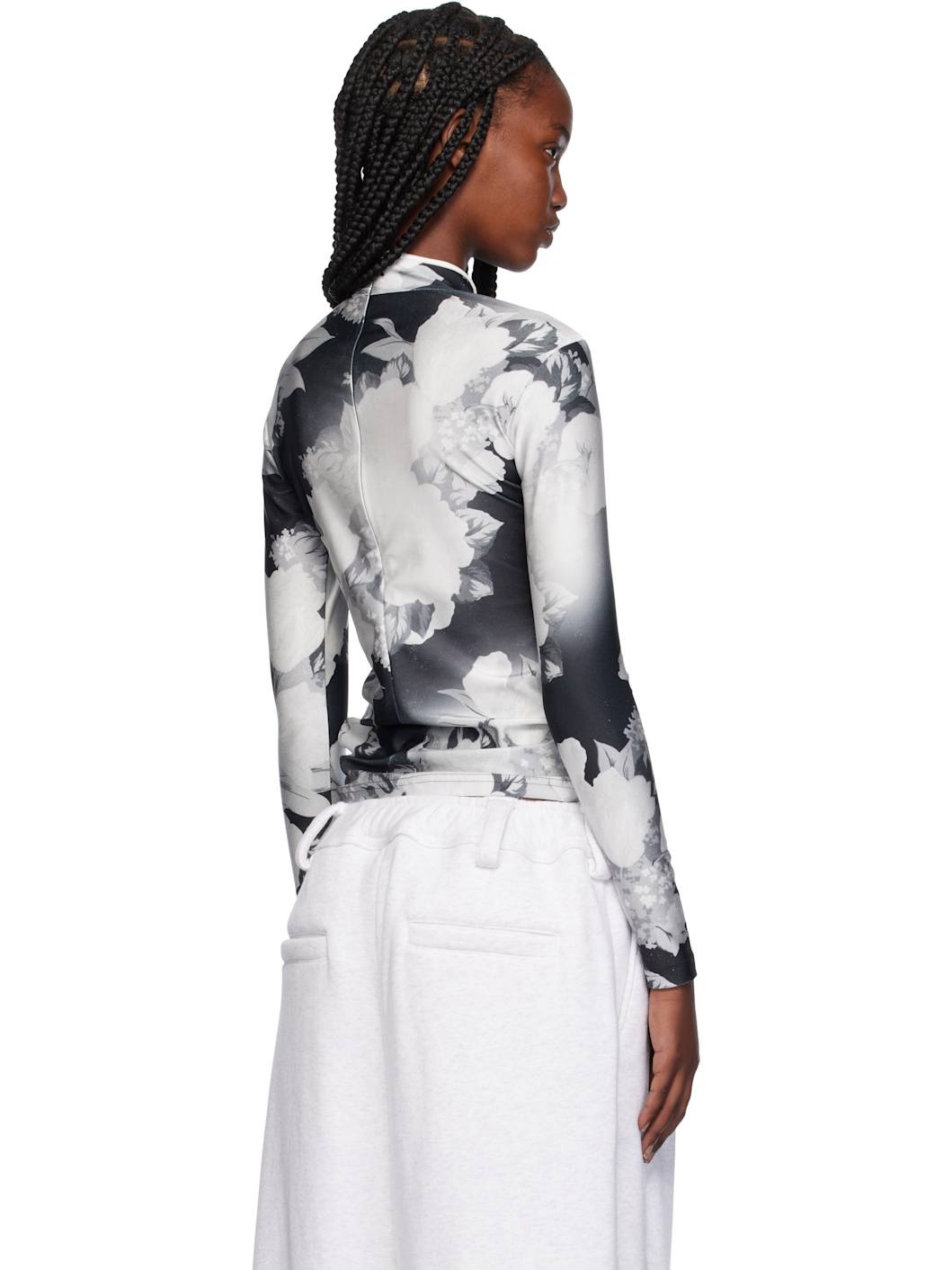 Black & White Long Sleeve Piping Turtleneck - 3