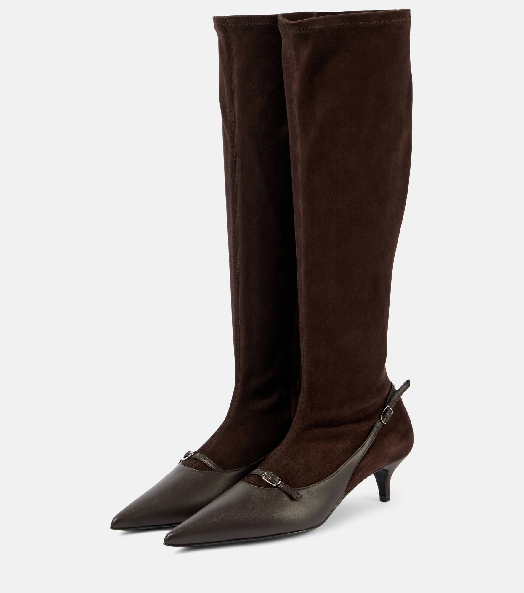 Leather slingback pumps with socks - 4