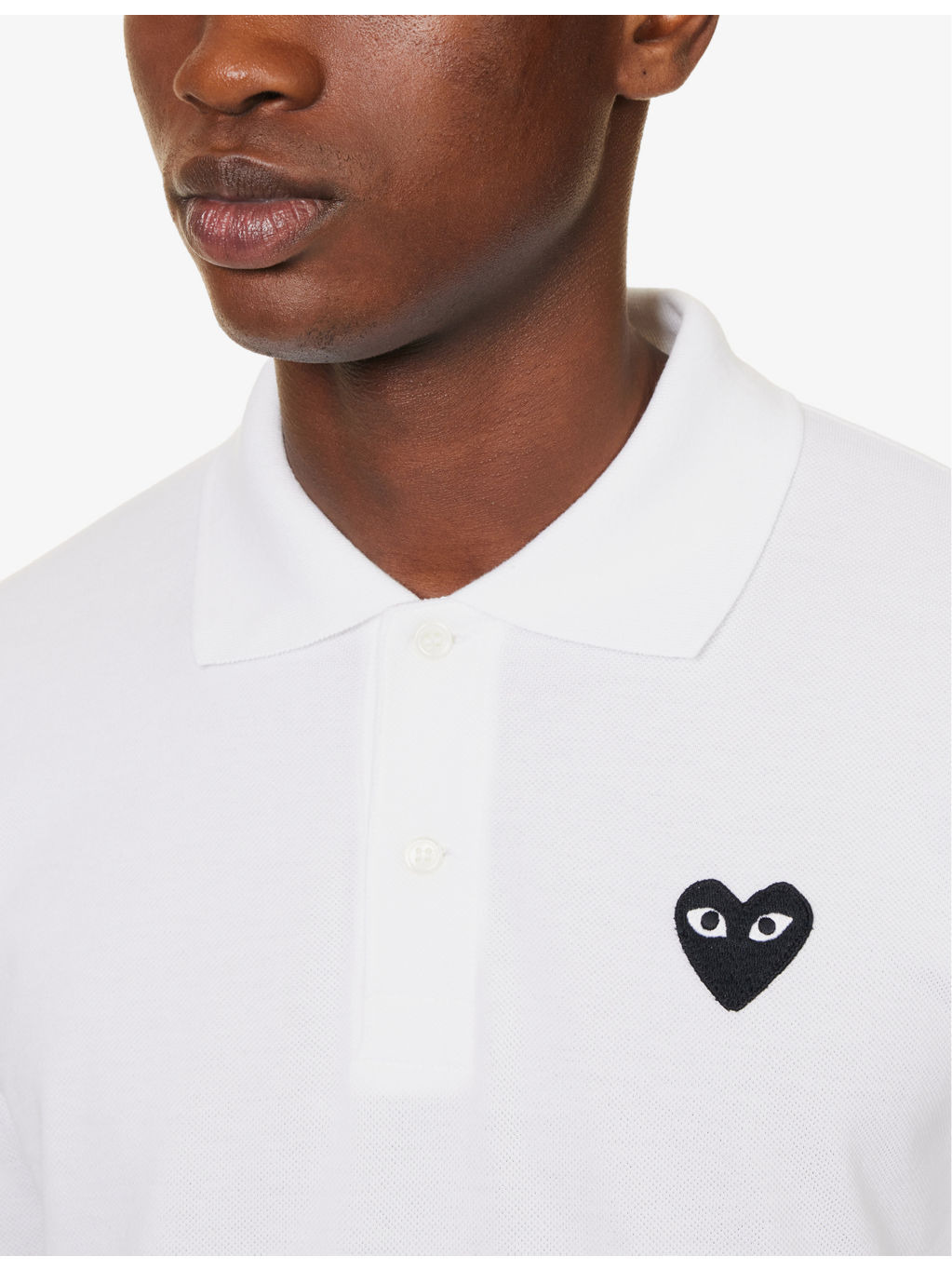 Heart-print ribbed-trim cotton polo shirt - 5