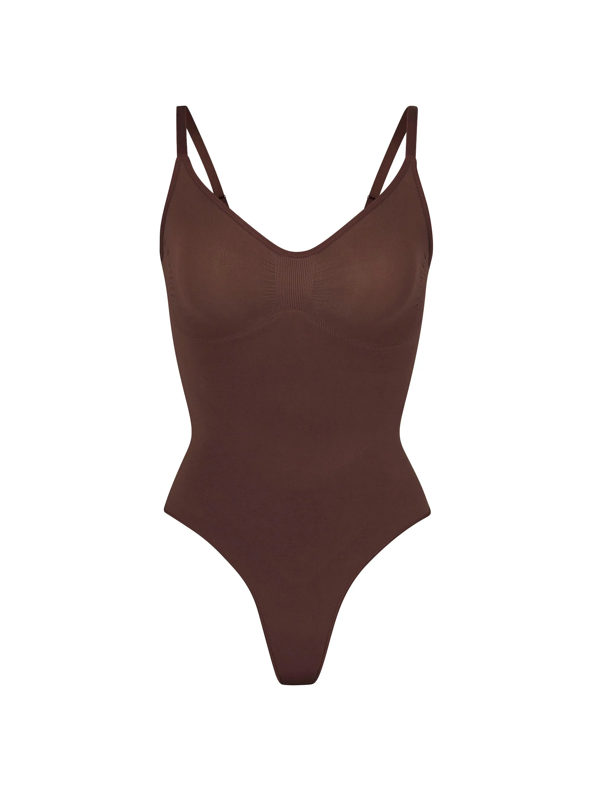 Women's Seamless Sculpt Thong Bodysuit - Cocoa - 1
