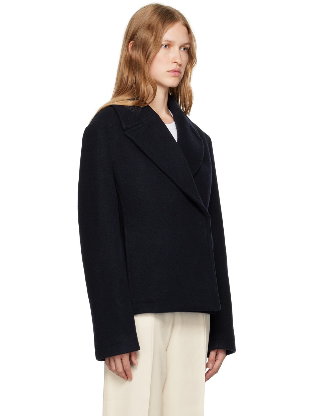 Navy Cropped Jacket - 2