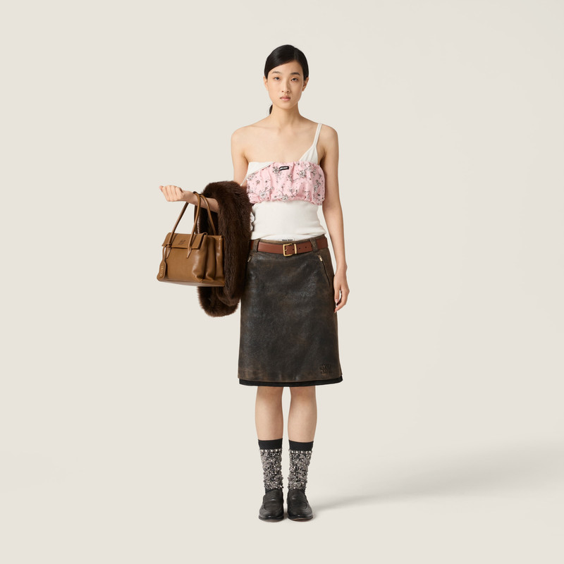 Miu Miu Waxed suede leather skirt outlook
