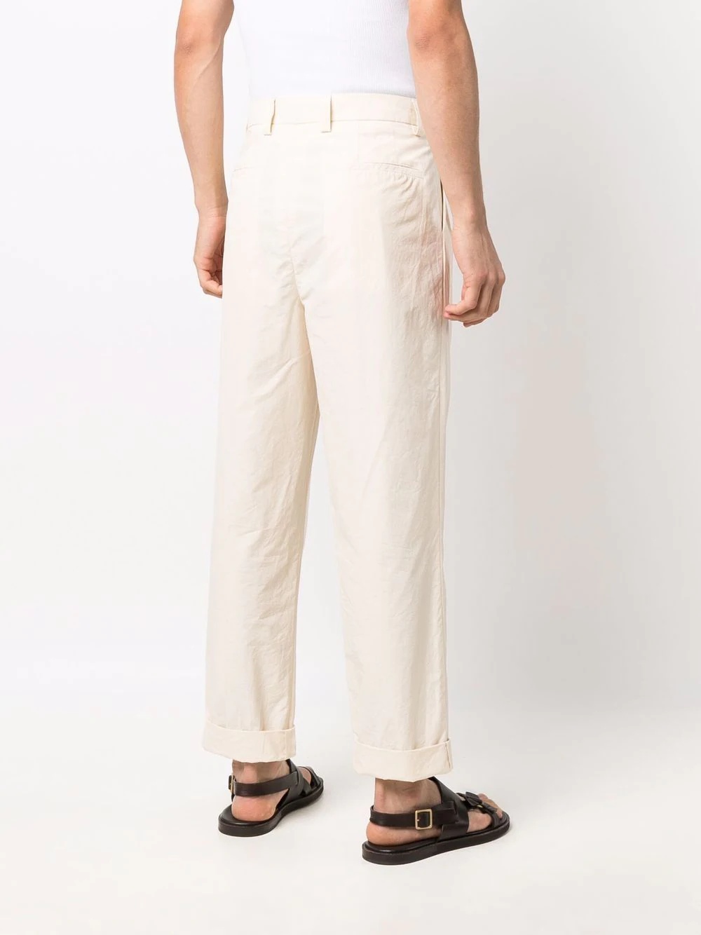 box pleat straight trousers - 4