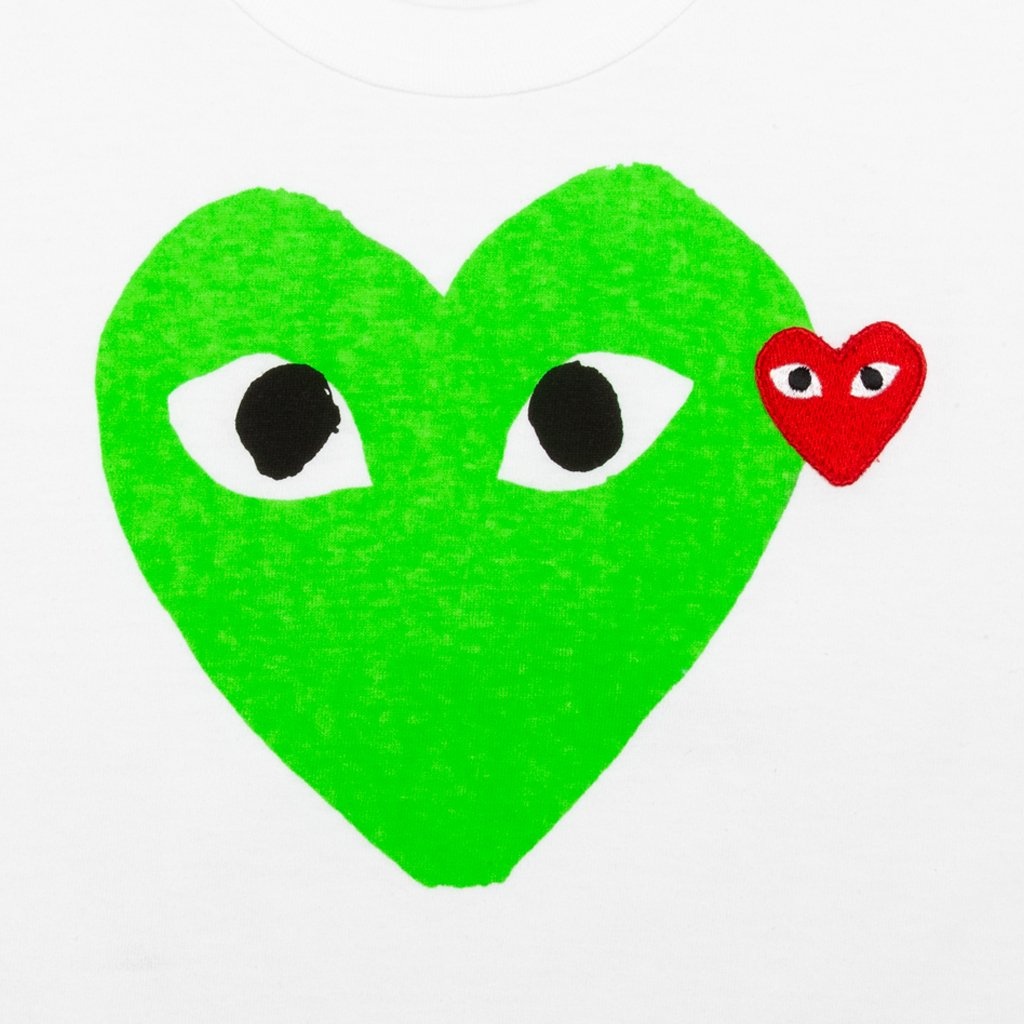 COMME DES GARCONS PLAY WOMEN'S COLORED HEART TEE - GREEN - 3