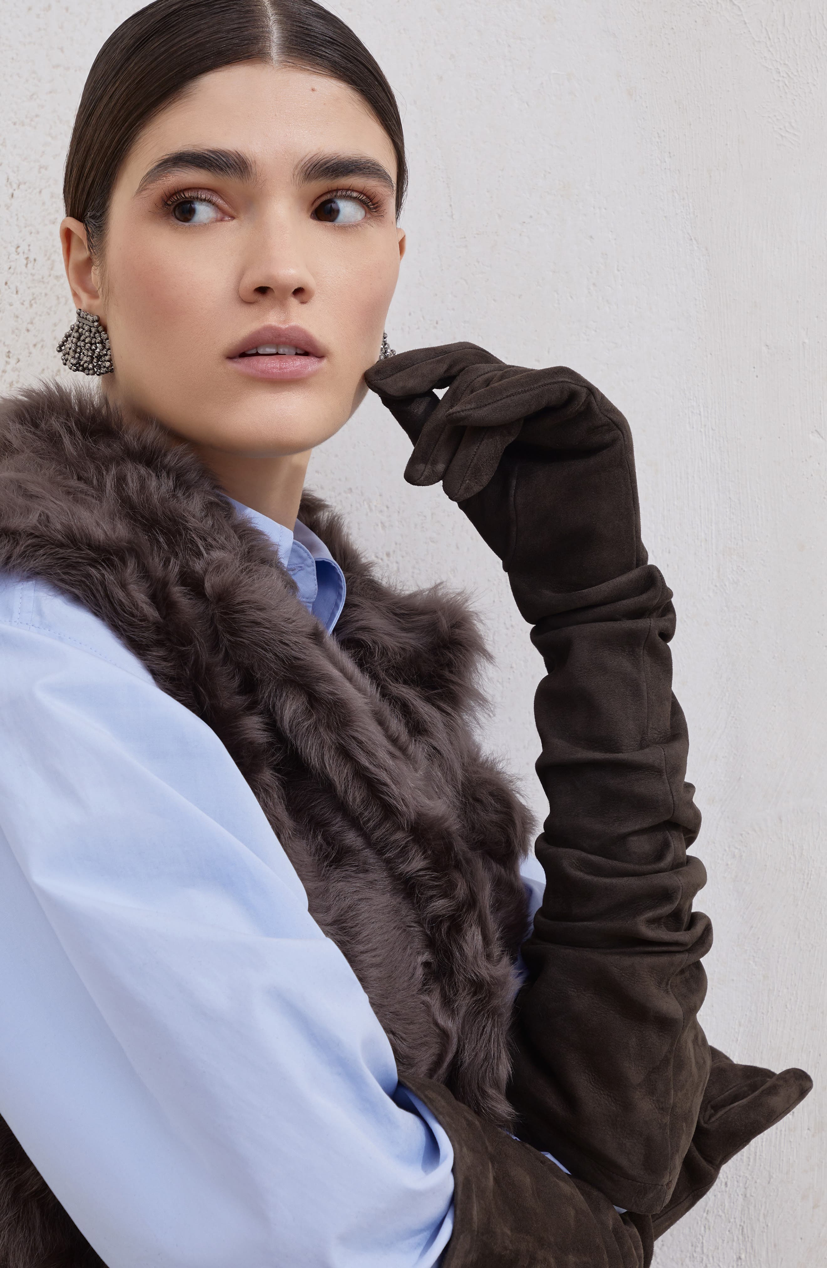 Brunello Cucinelli Couture suede gloves in Rust Brown at Nordstrom - 4