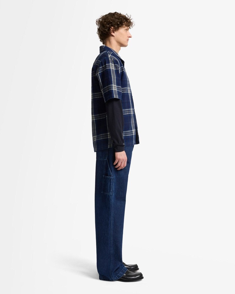 Short Sleeve Camp Shirt in Indigo Check 6
