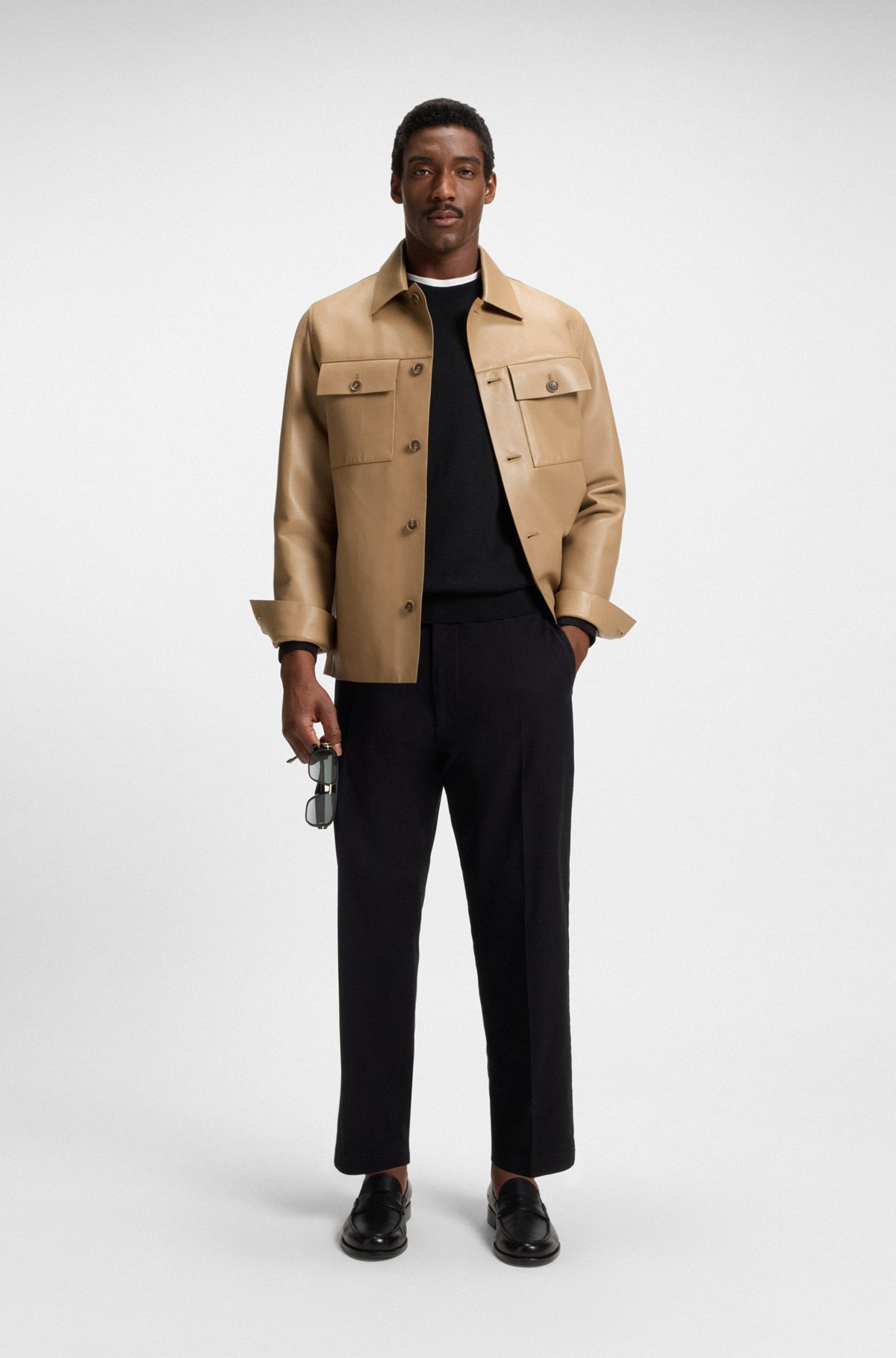 SHIRT-STYLE LEATHER JACKET WITH FLAP POCKETS - 3