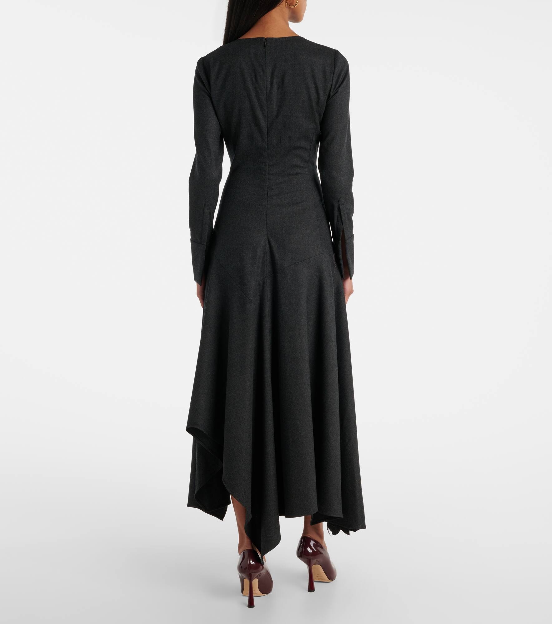 Peony asymmetric wool midi dress - 3