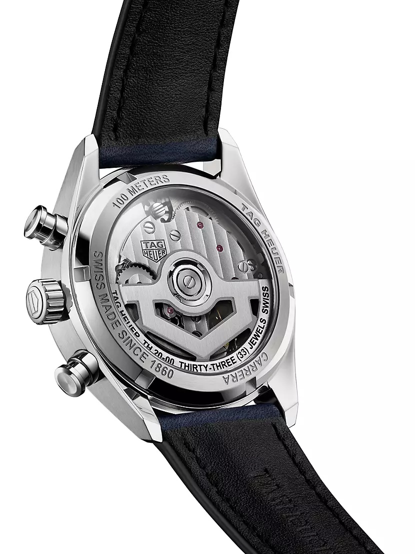Carrera Stainless Steel & Leather Chronograph Watch - 5