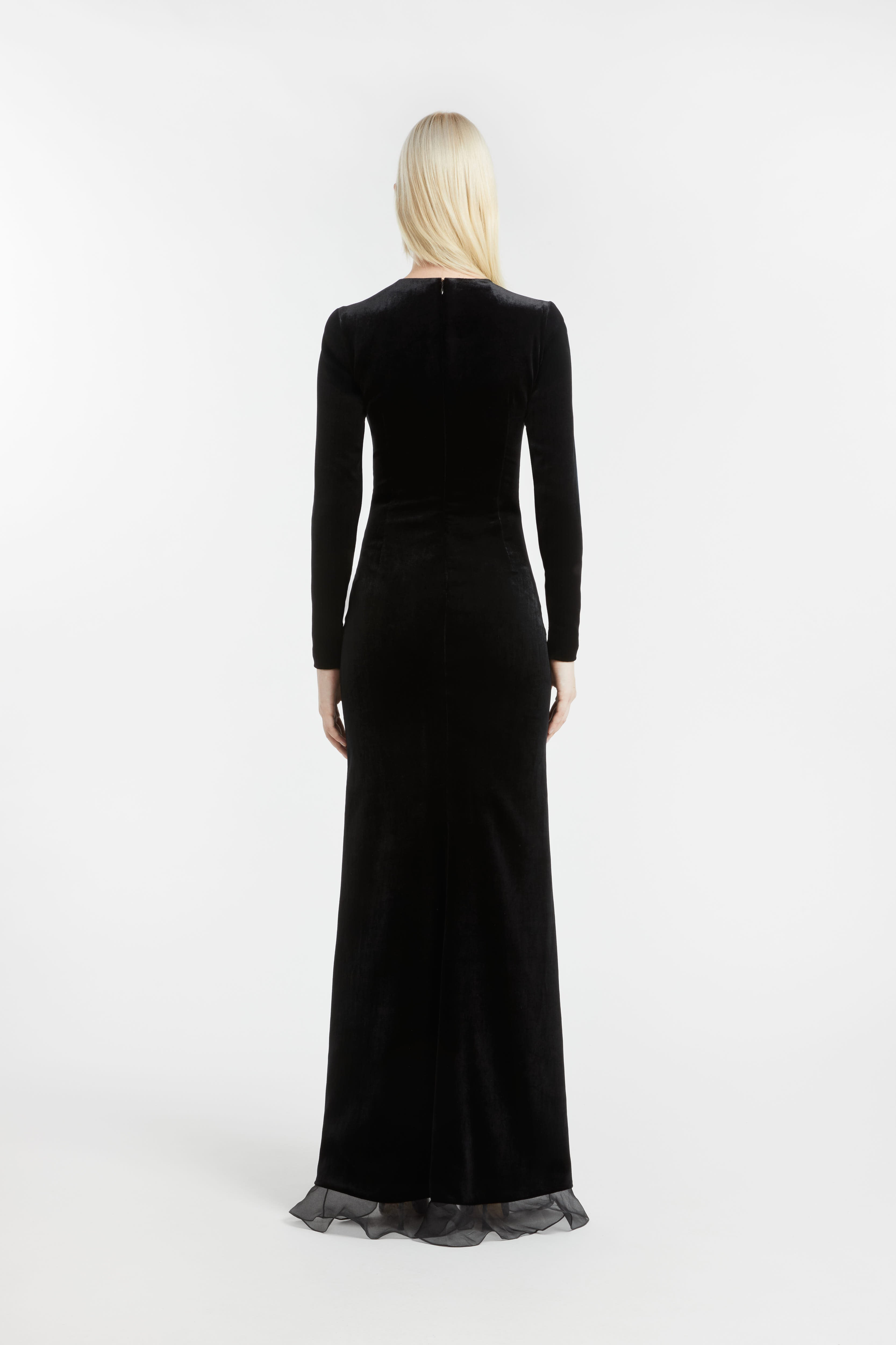 VELVET DRESS WITH RUCHES - 4