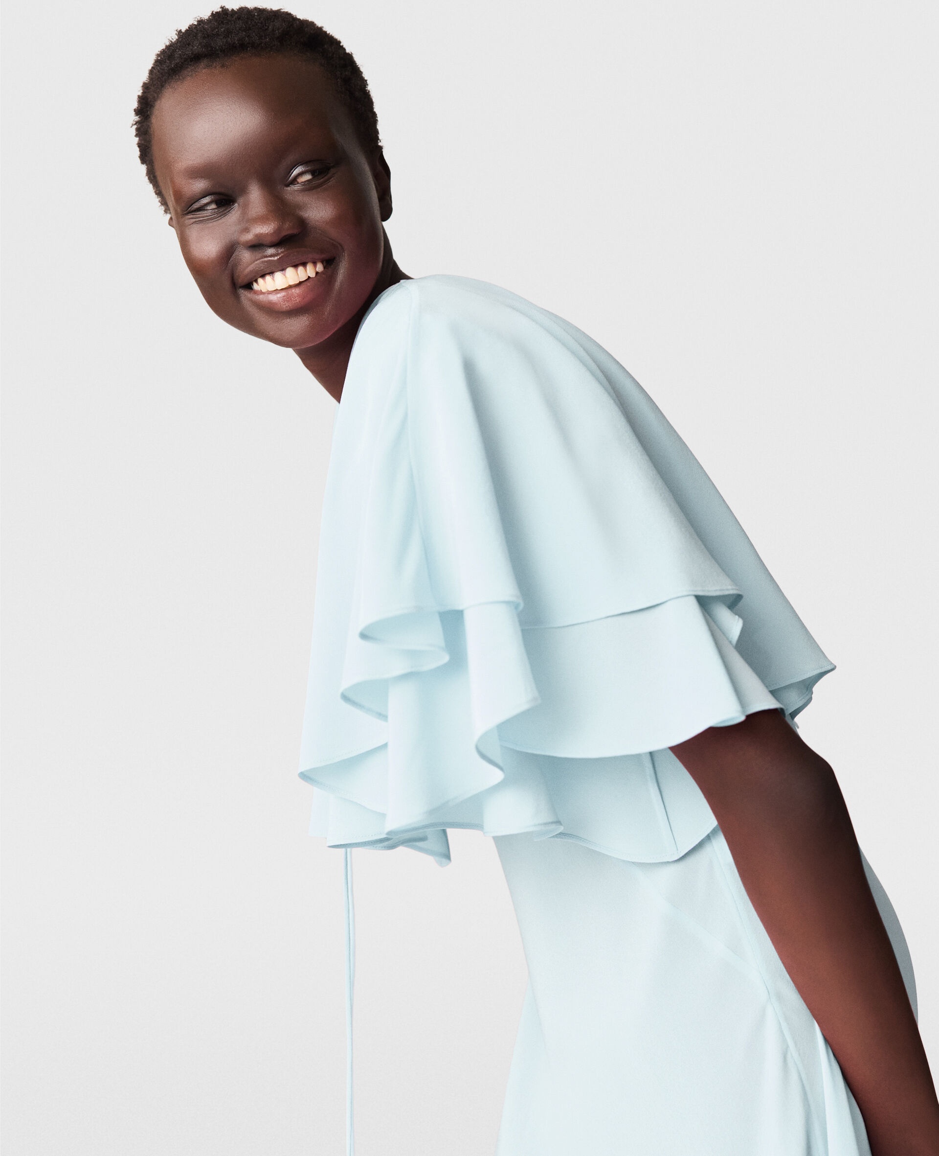 Layered Short-Sleeve Semi-Sheer Midi Dress - 6