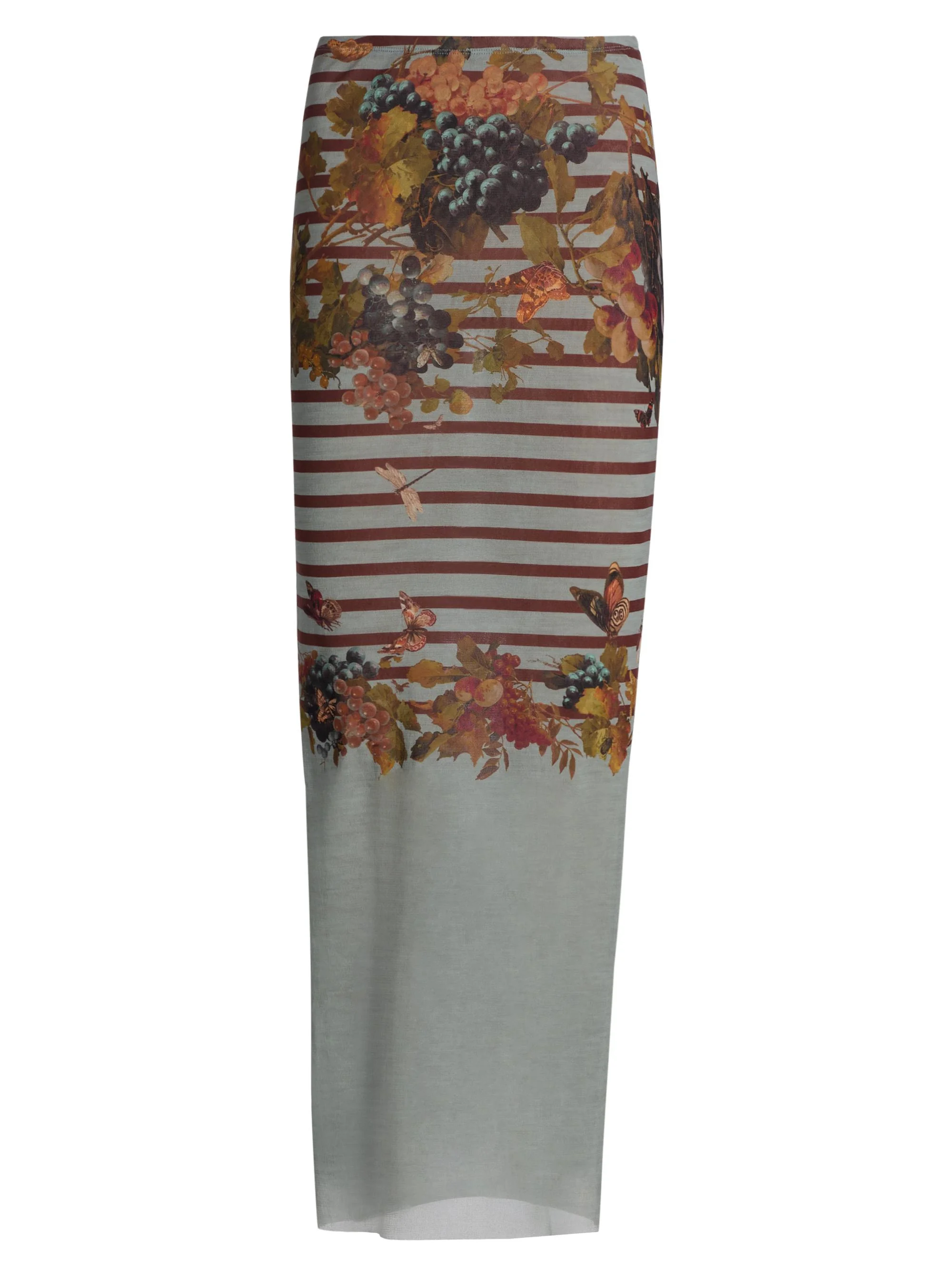 Women's Printed Knit Mesh Maxi Skirt - Light Blue Multicolor - 1