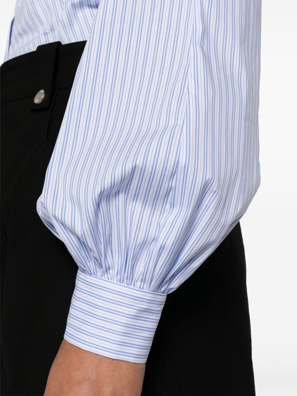 gathered-detail striped shirt - 5