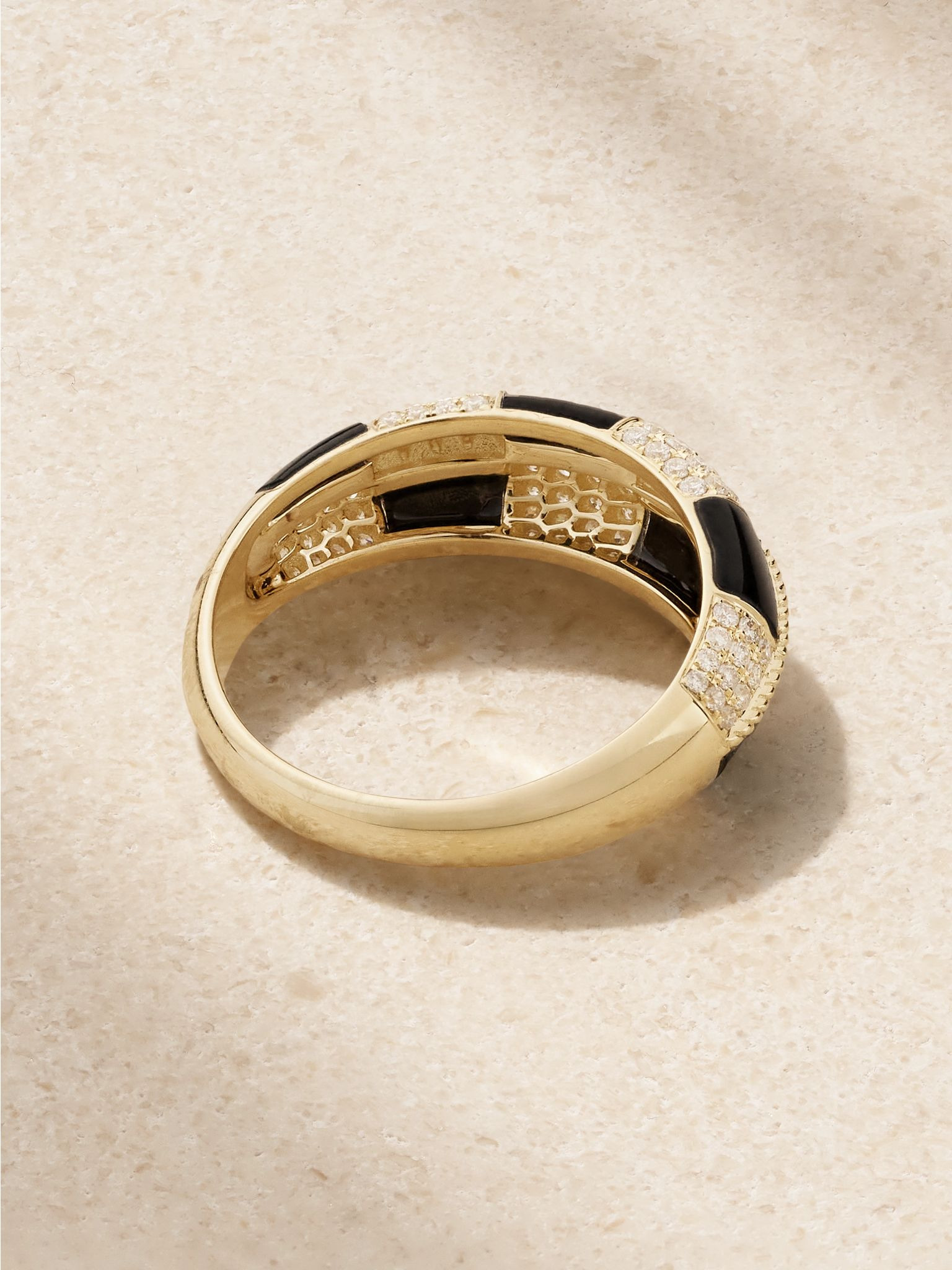 Alliance 9-karat gold, onyx and diamond ring Black - 3