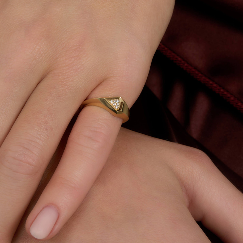 STONE AND STRAND Pave Shield Signet Ring outlook