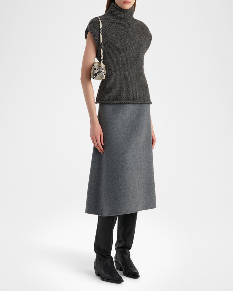 KHAITE Sly Cap-Sleeve Turtleneck Cashmere Top outlook