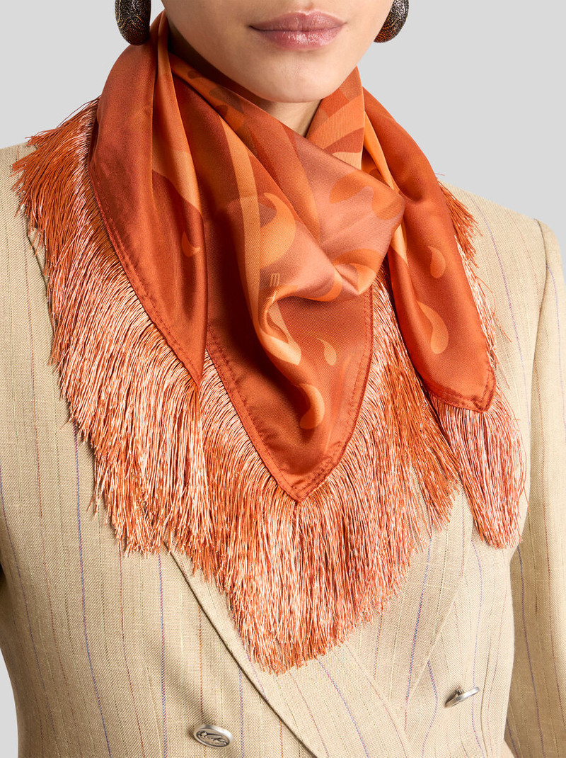 Etro SILK SCARF WITH FRINGING AND PAISLEY MOTIF outlook