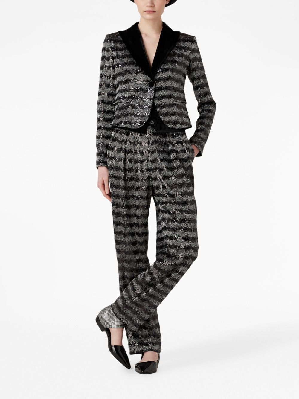 striped sequin cropped blazer - 2