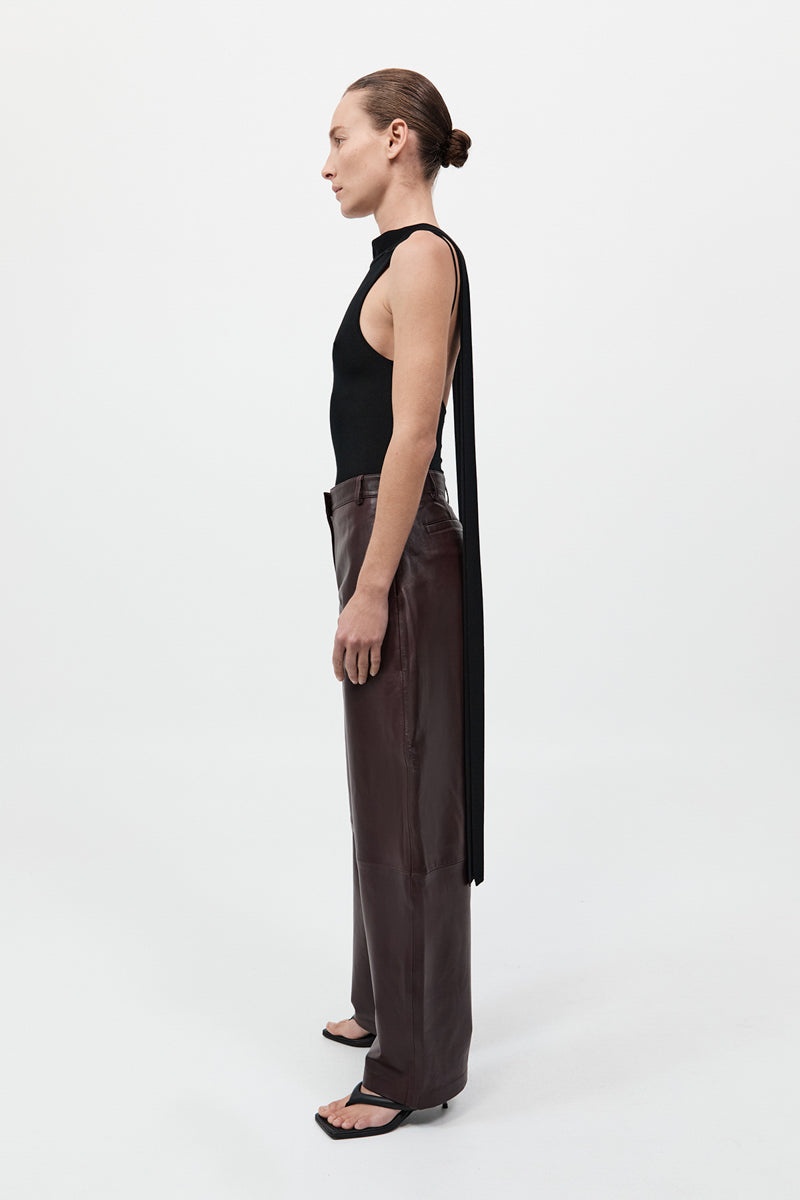 Leather Balloon Pants - Bordeaux - 5