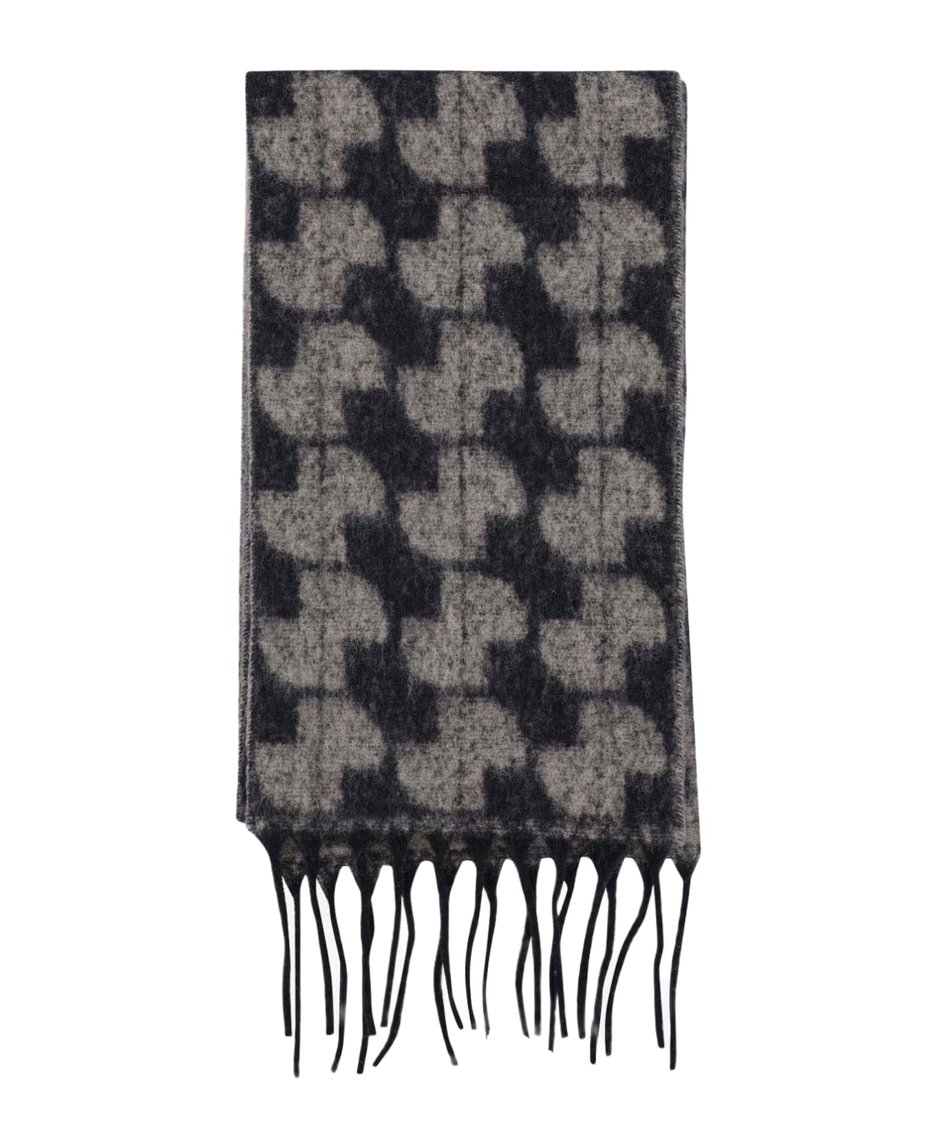Wool Blend Scarf With Logo - 1