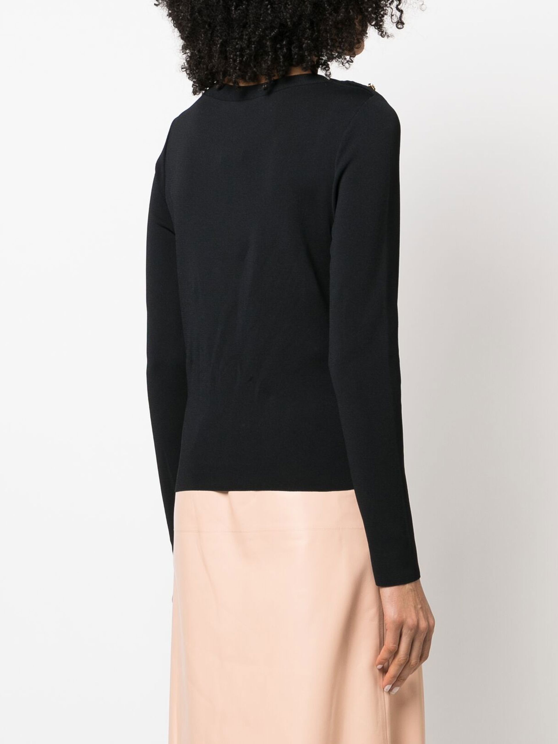 Black Buttoned-Shoulder Sweater - 4