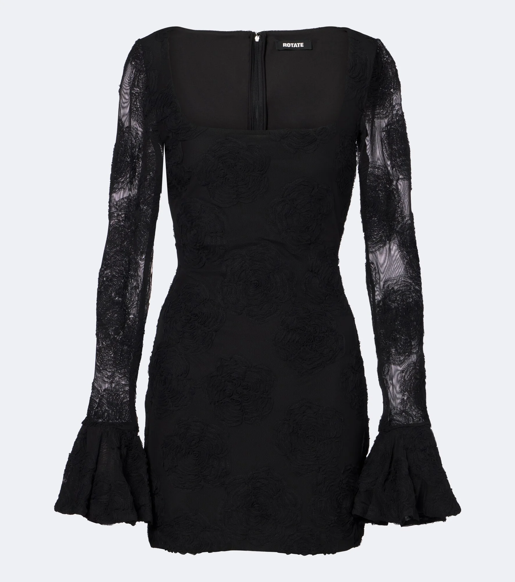Embroidered floral mesh minidress - 1