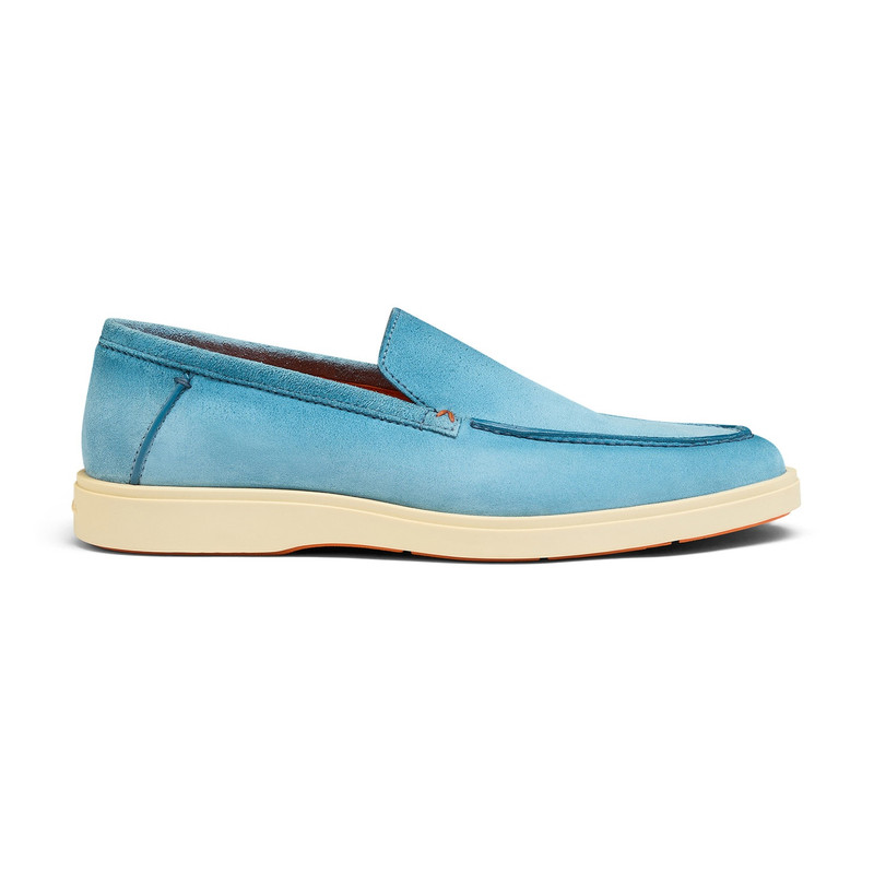 남자의 밝은 파란색 suede loafer - 1