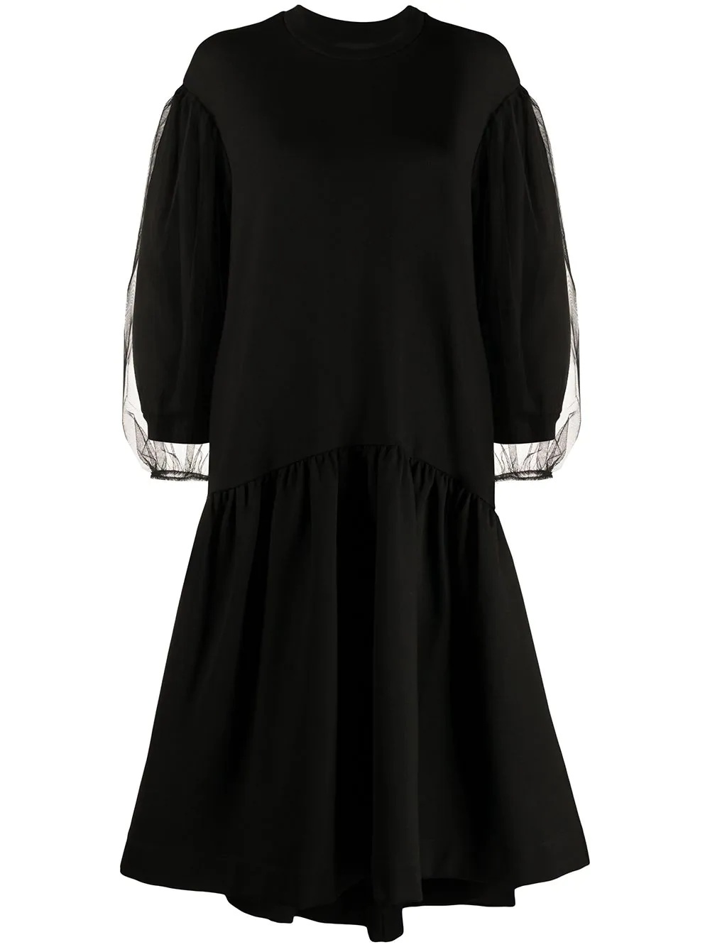 puffed sleeves flared dress - 1