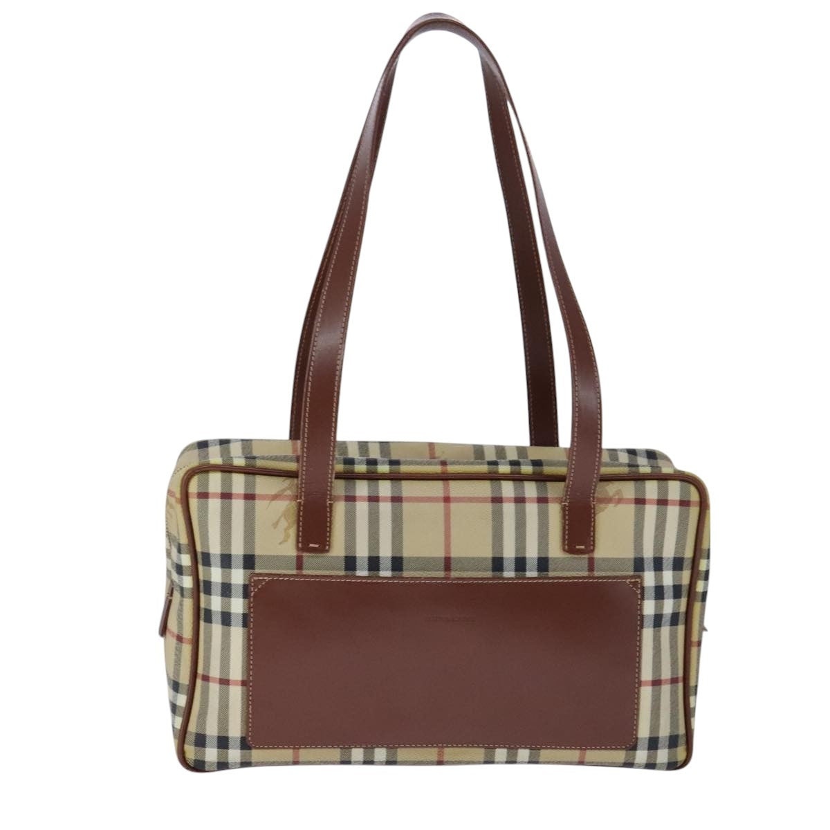 Burberry Nova Check Hand Bag Pvc Leather Beige - 8
