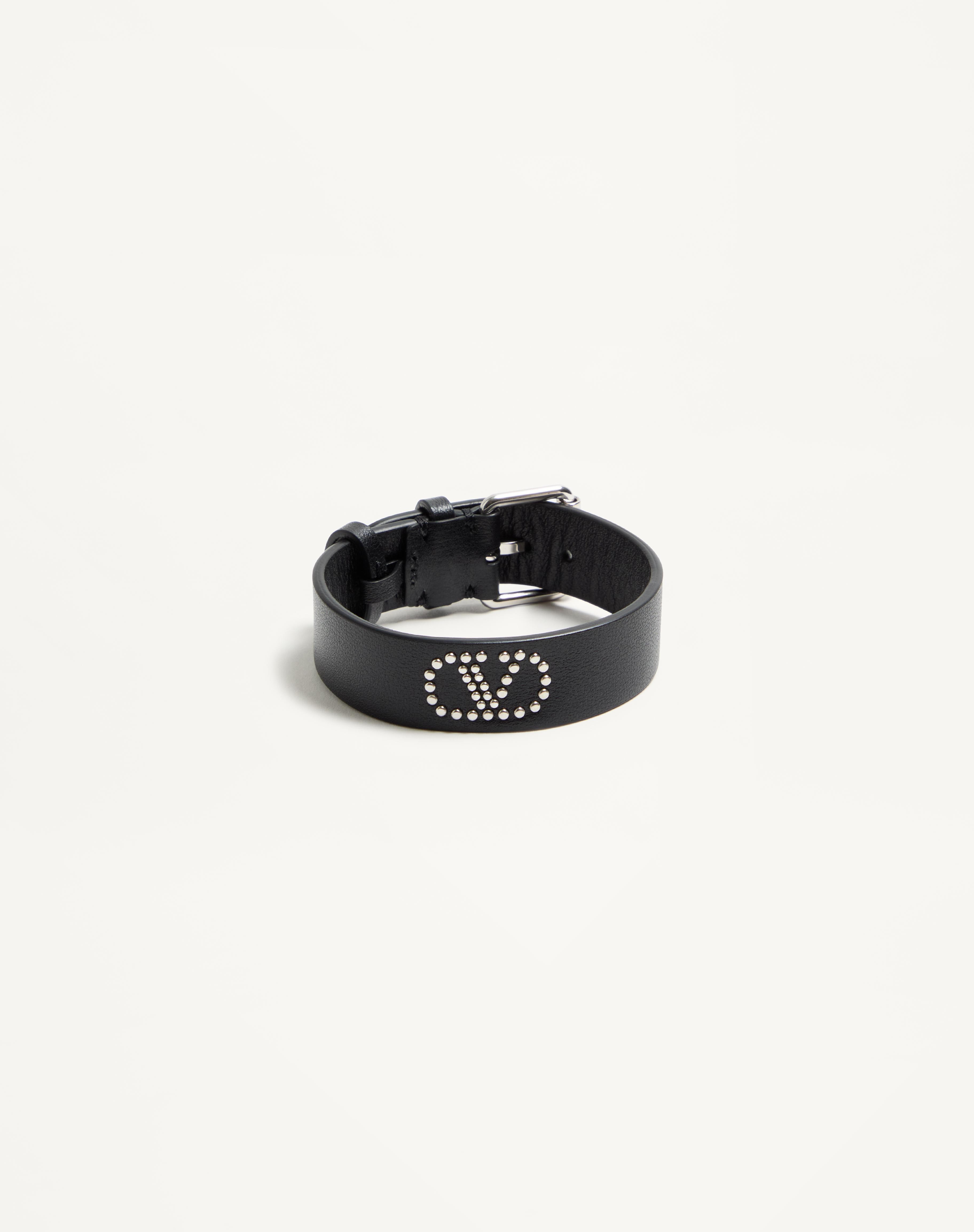 VALENTINO GARAVANI VLOGO SIGNATURE LEATHER AND METAL BRACELET - 1